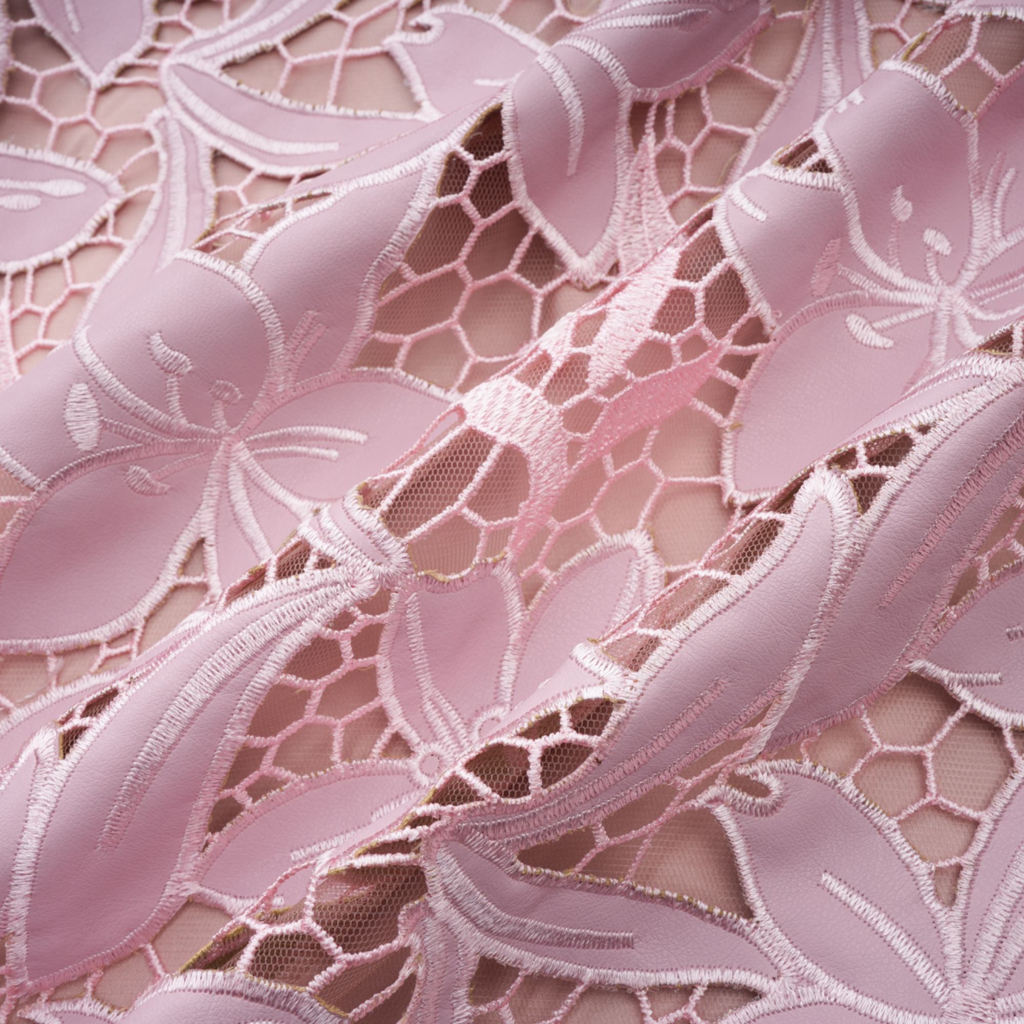 Vérane pink guipure-lace midi dress