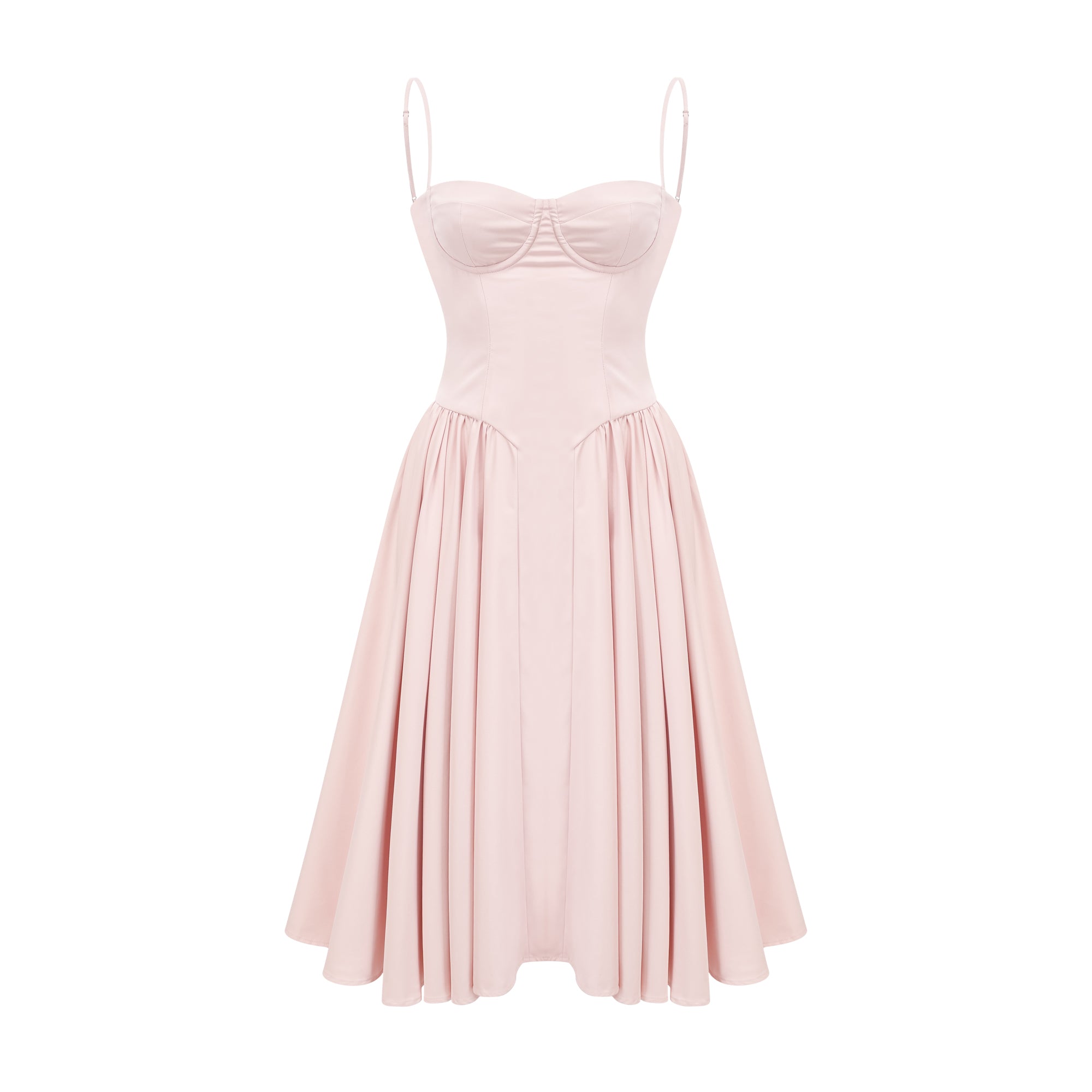 Soleil pink pleated corset midi dress