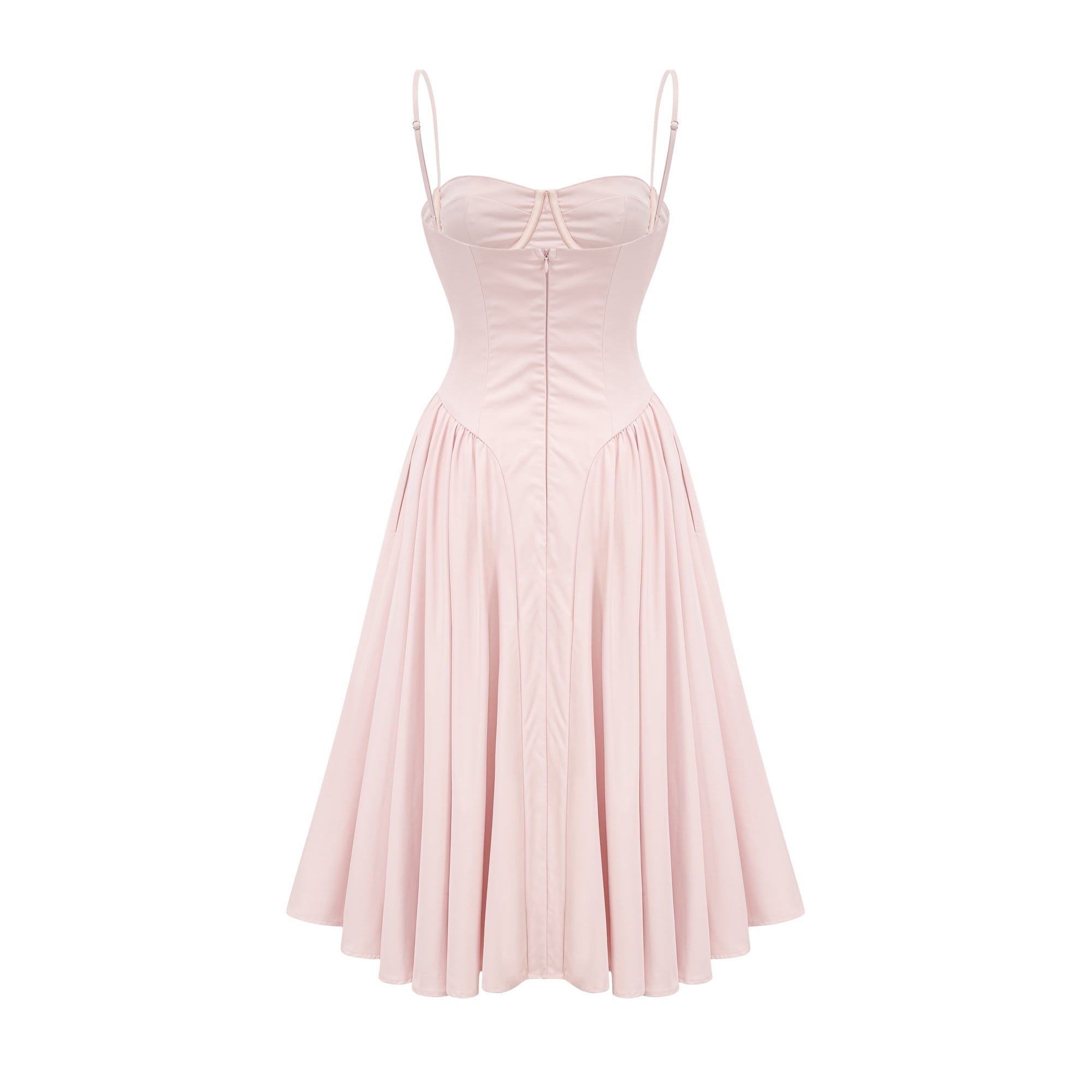 Soleil – Rosa plissiertes Korsett-Midikleid