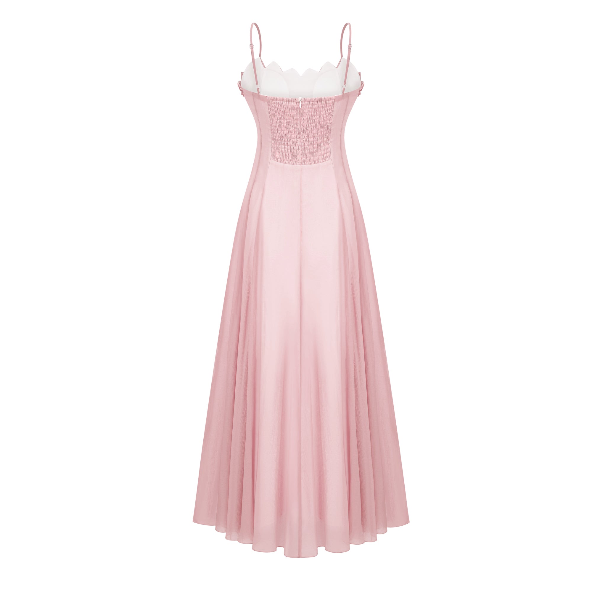 Sakura Maxikleid aus gerafftem Tüll mit Rüschen