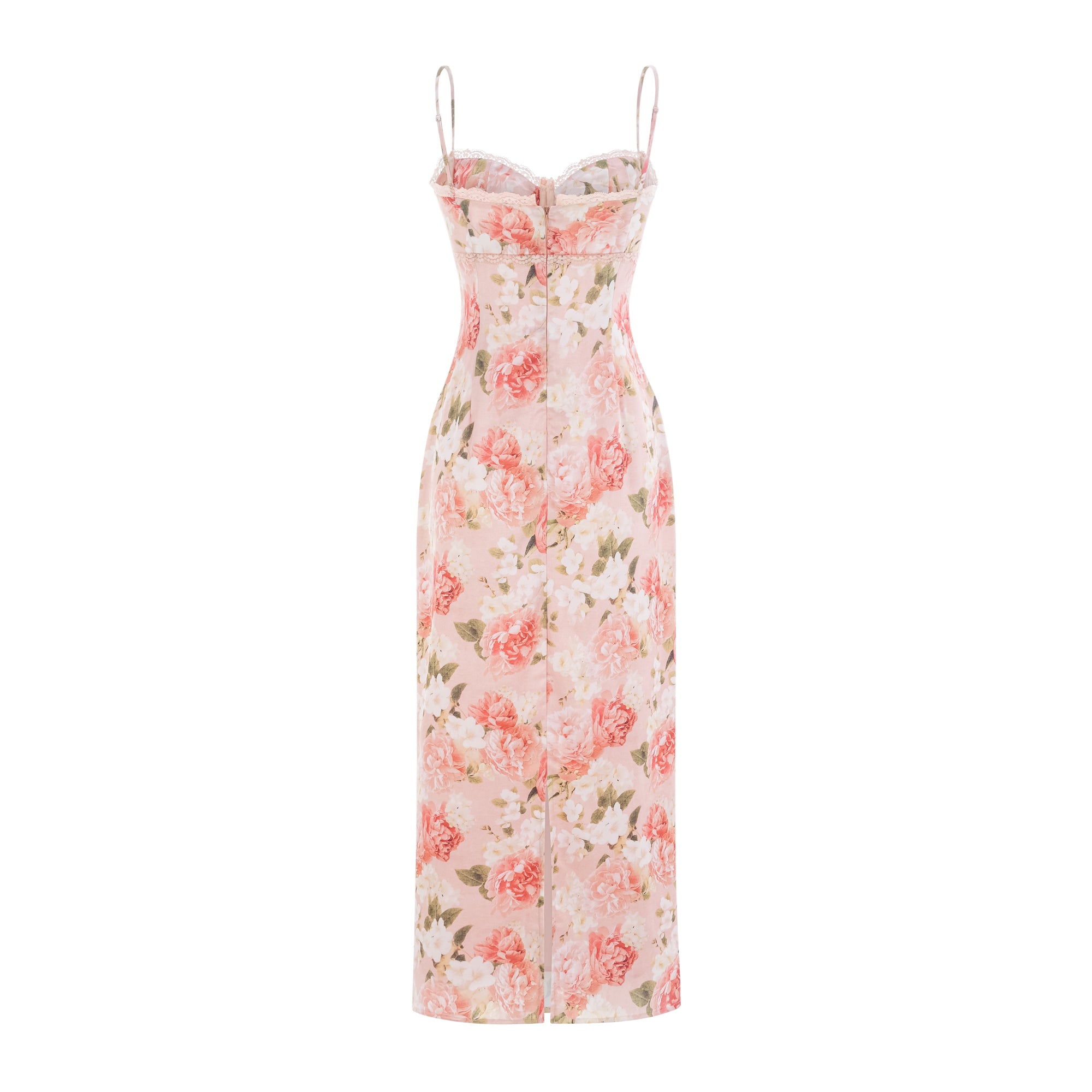 Yvette pink floral-print satin maxi dress