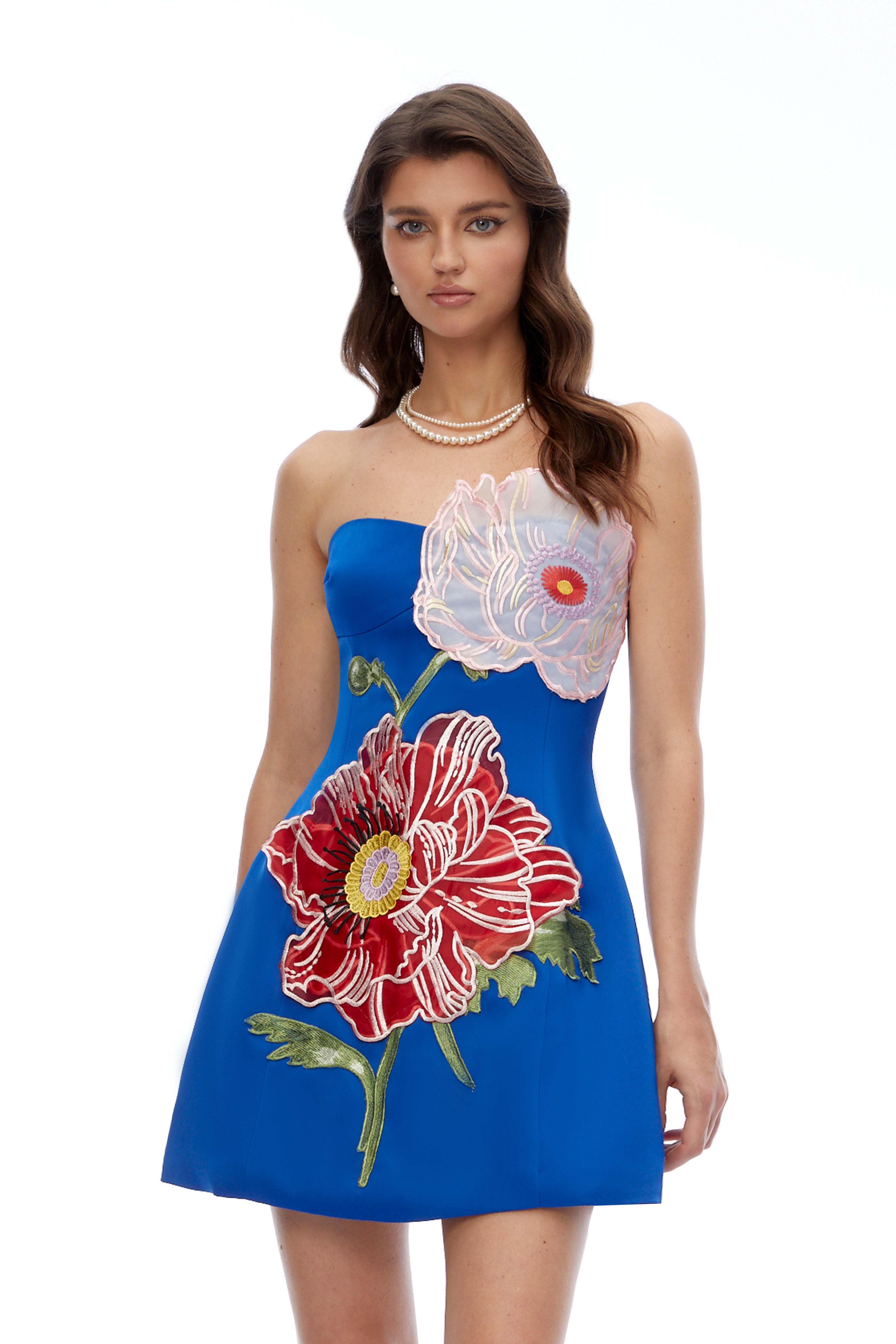 Mini-robe Damaris Blue Flora brodée