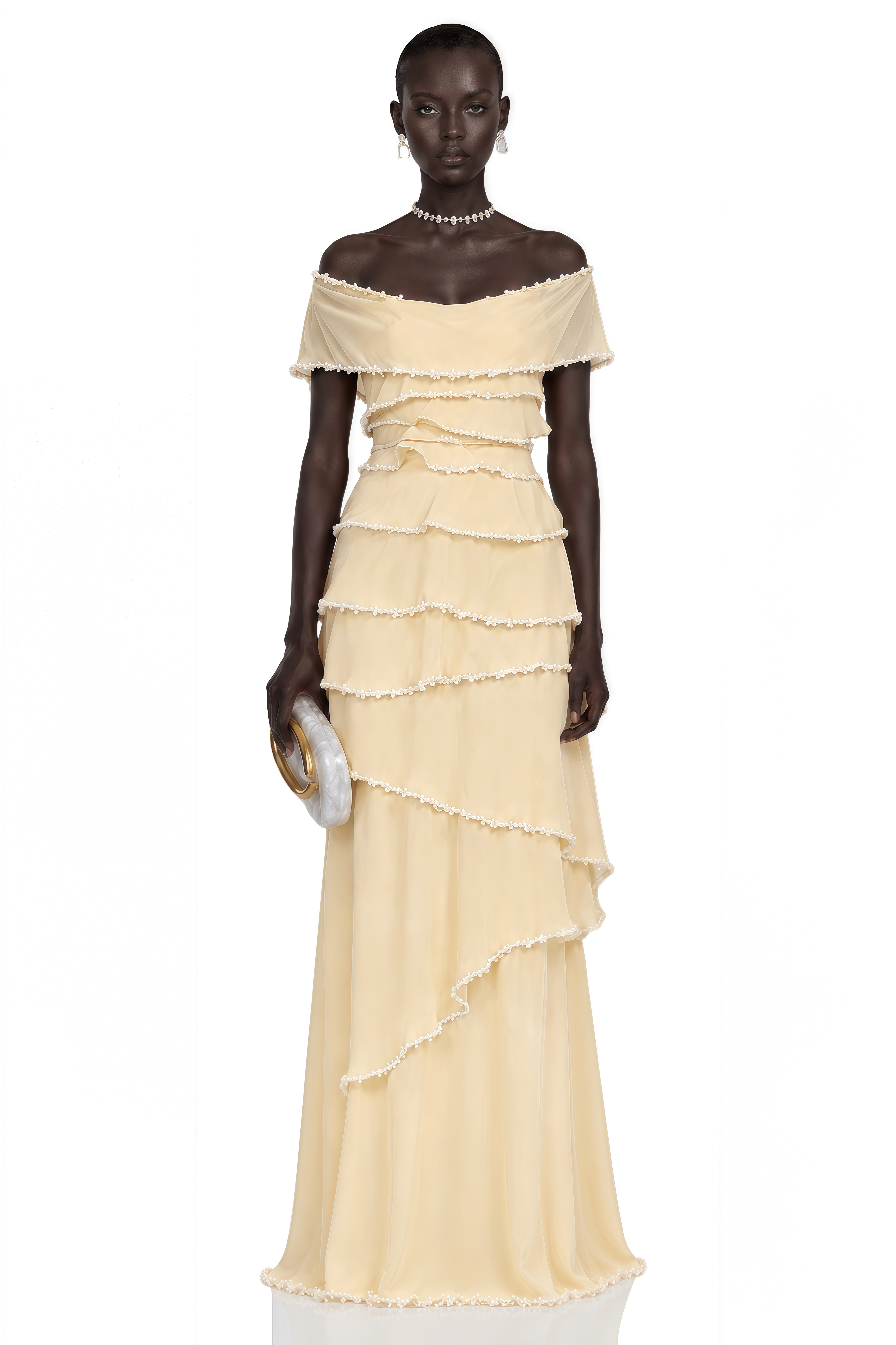 Robe longue à volants asymétriques Damla Butter