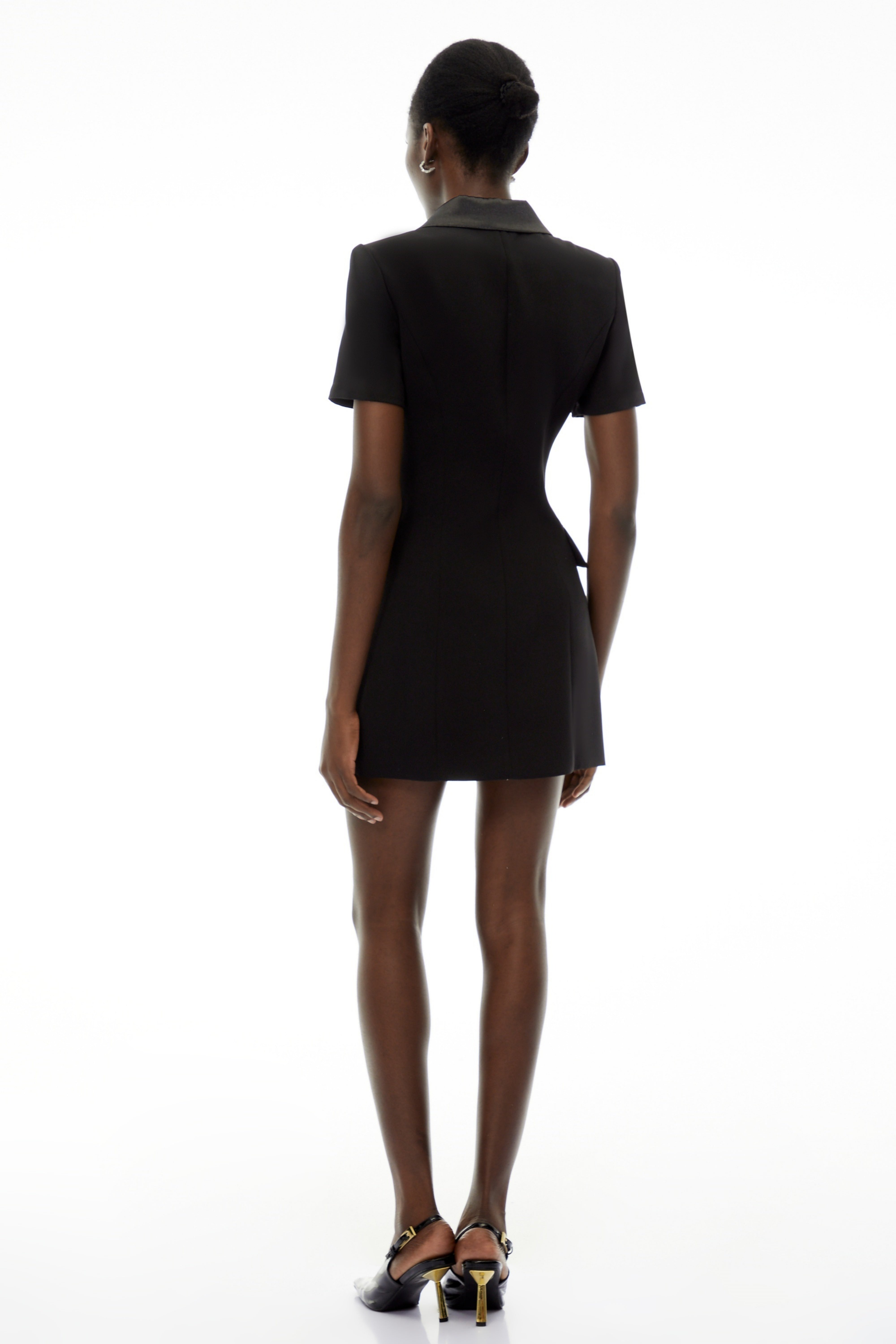 Daniella Black Double-Breasted Embroidered Blazer Dress