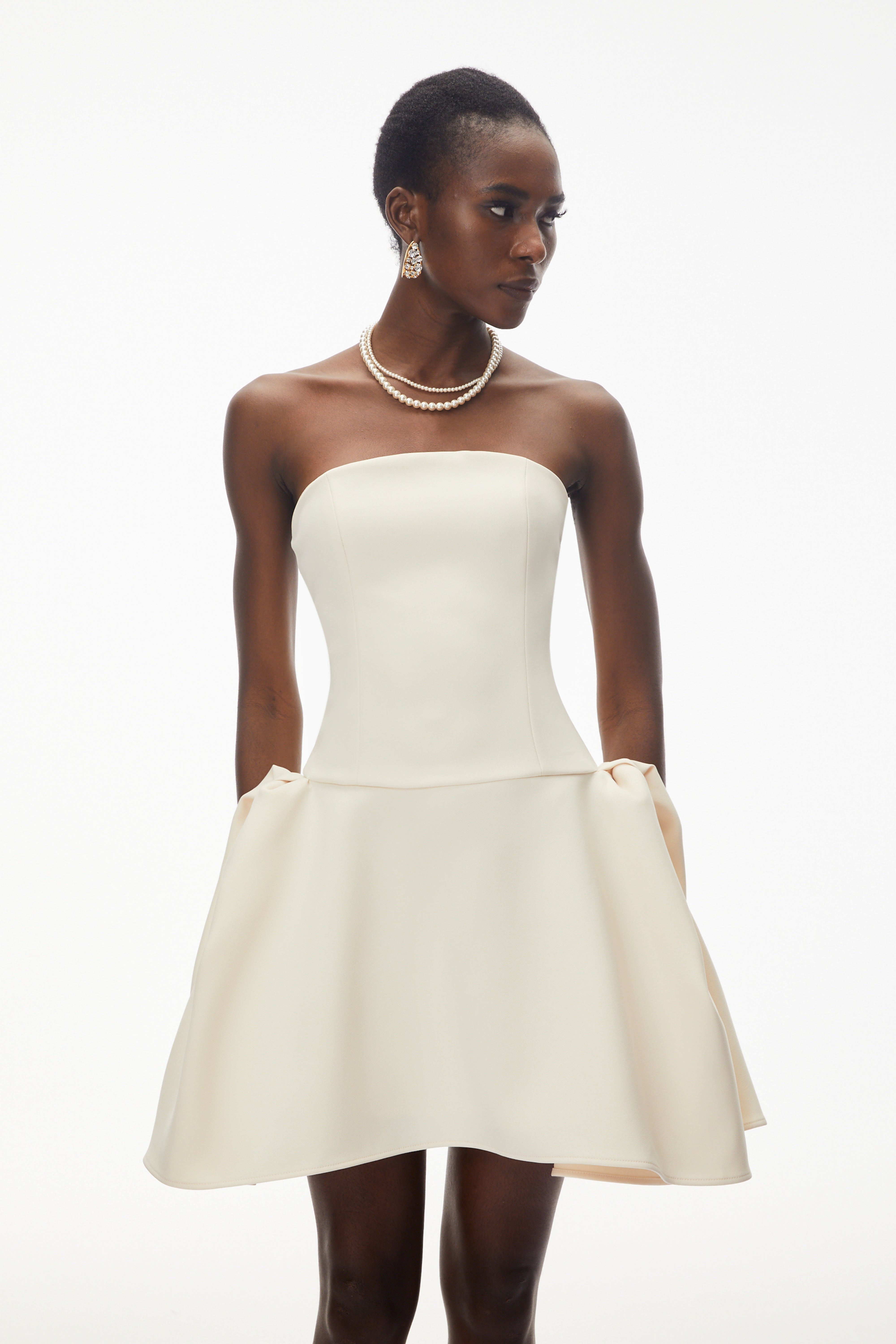 Daryna Ivory Cinched Waist Mini Dress