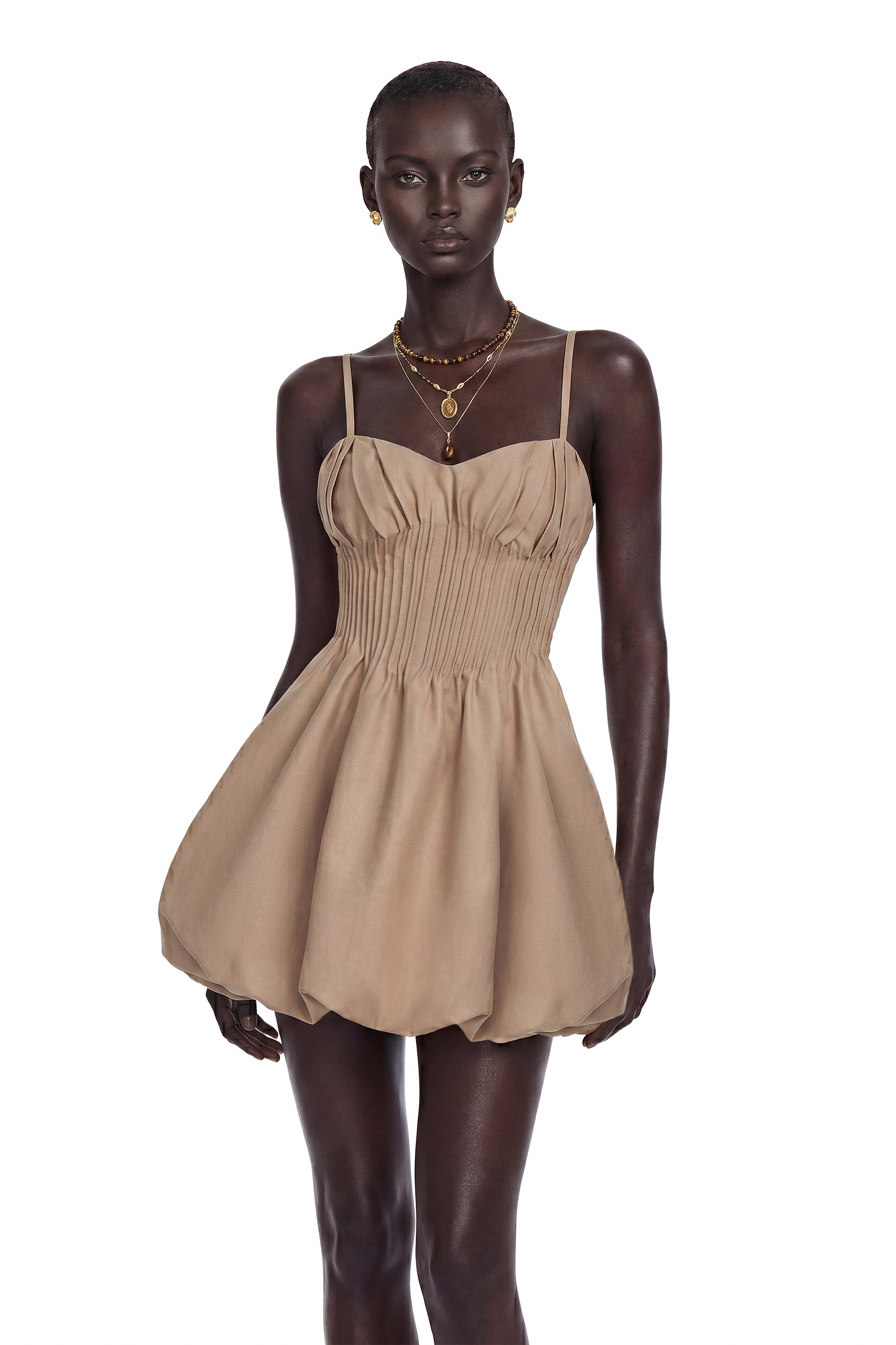 Deborah Champagne Sweetheart Pleated Mini Dress