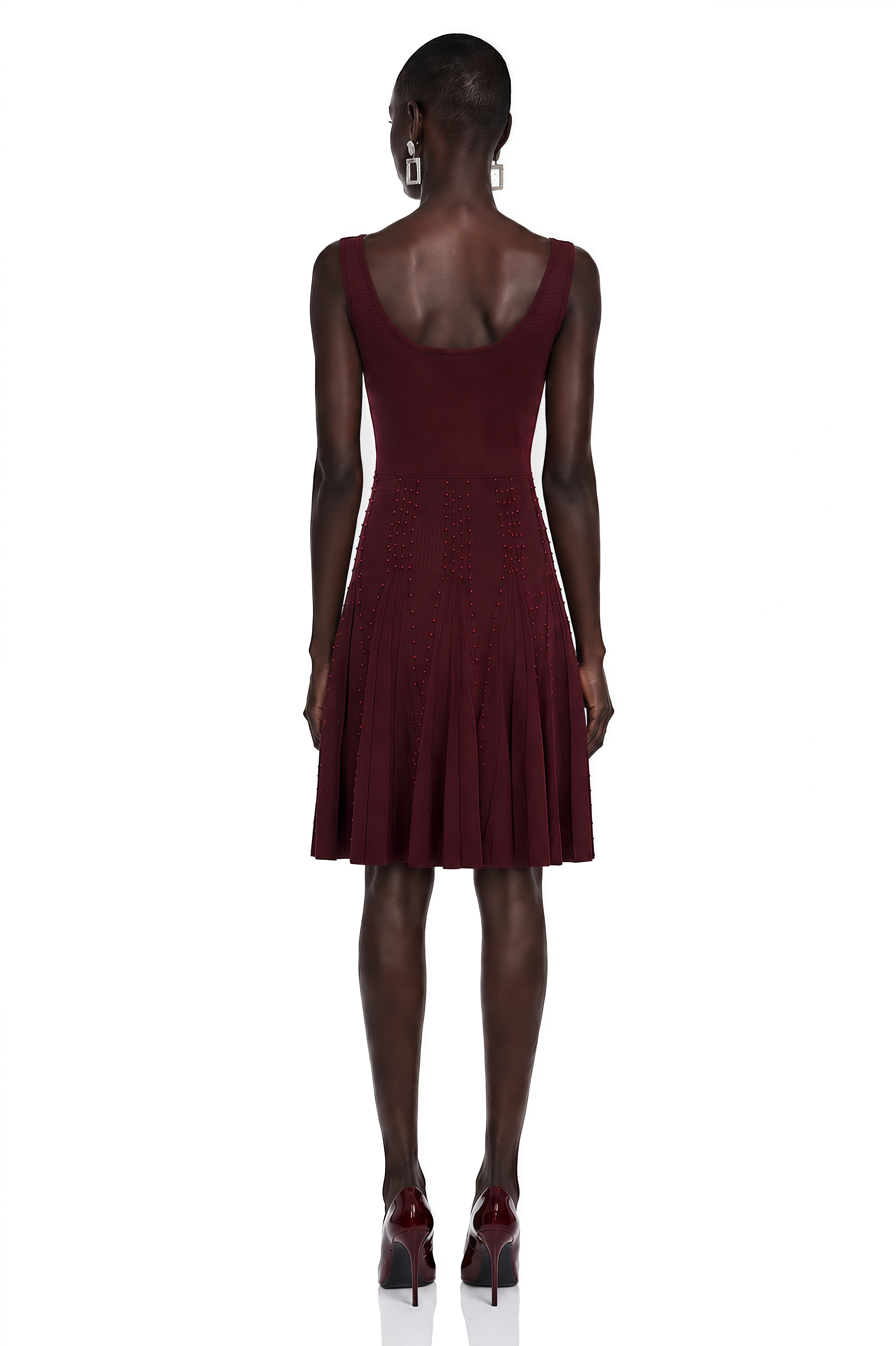 Diane Burgundy Beading Embellished Ruffled Mini Dress