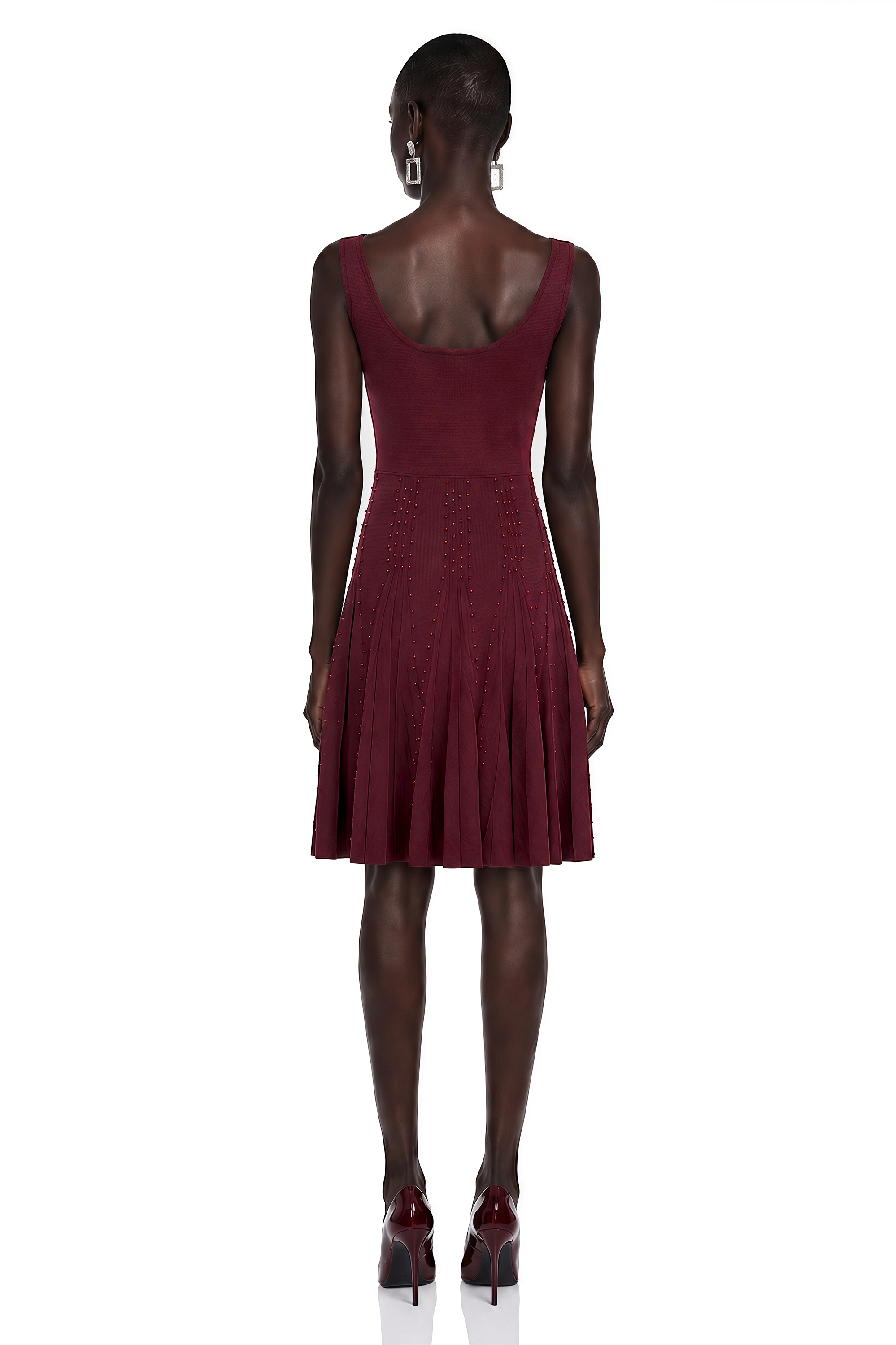 Mini-robe à volants ornée de perles, couleur bordeaux, de la marque Diane