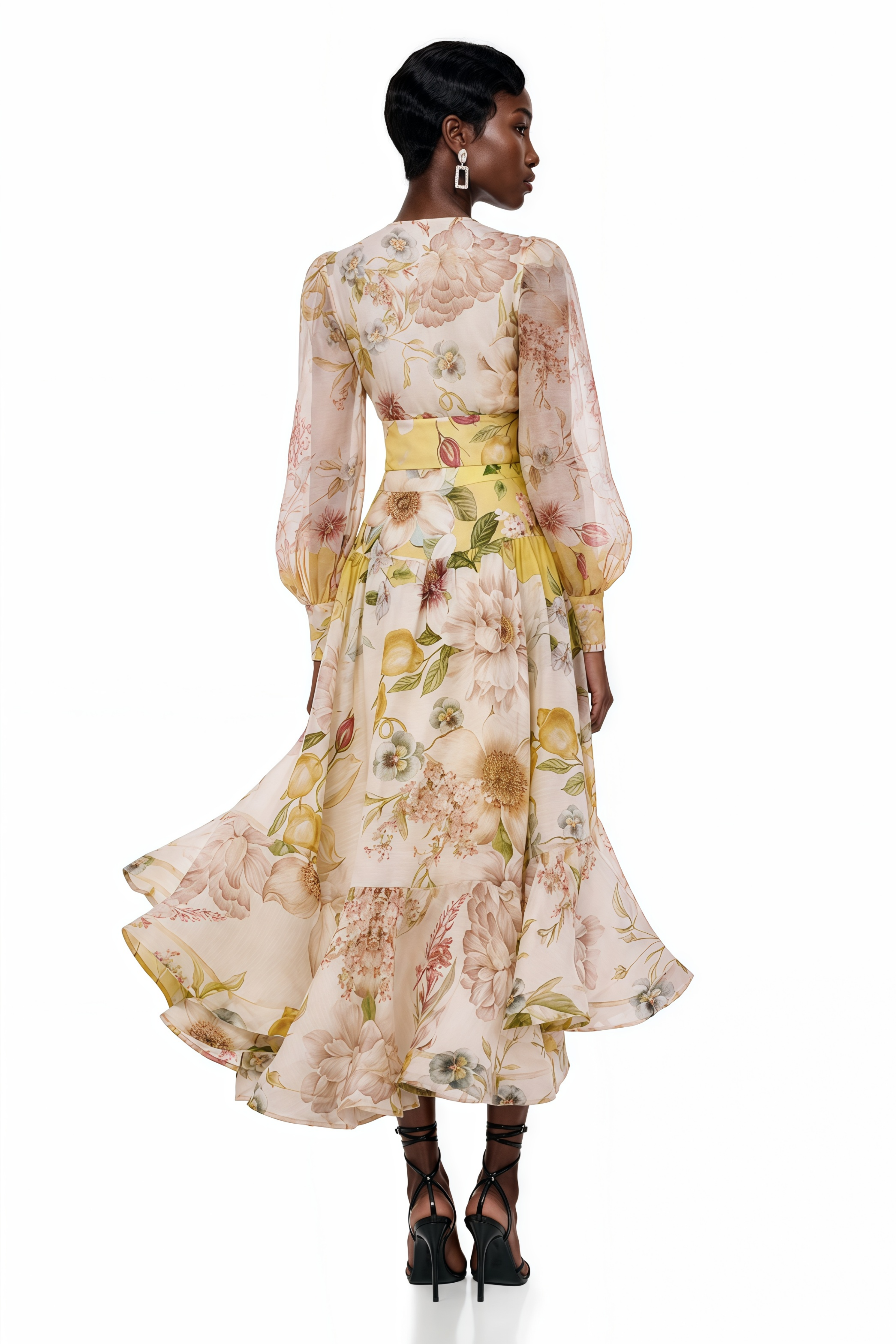 Dilek Yellow Floral Blouse & Asymmetrical Set