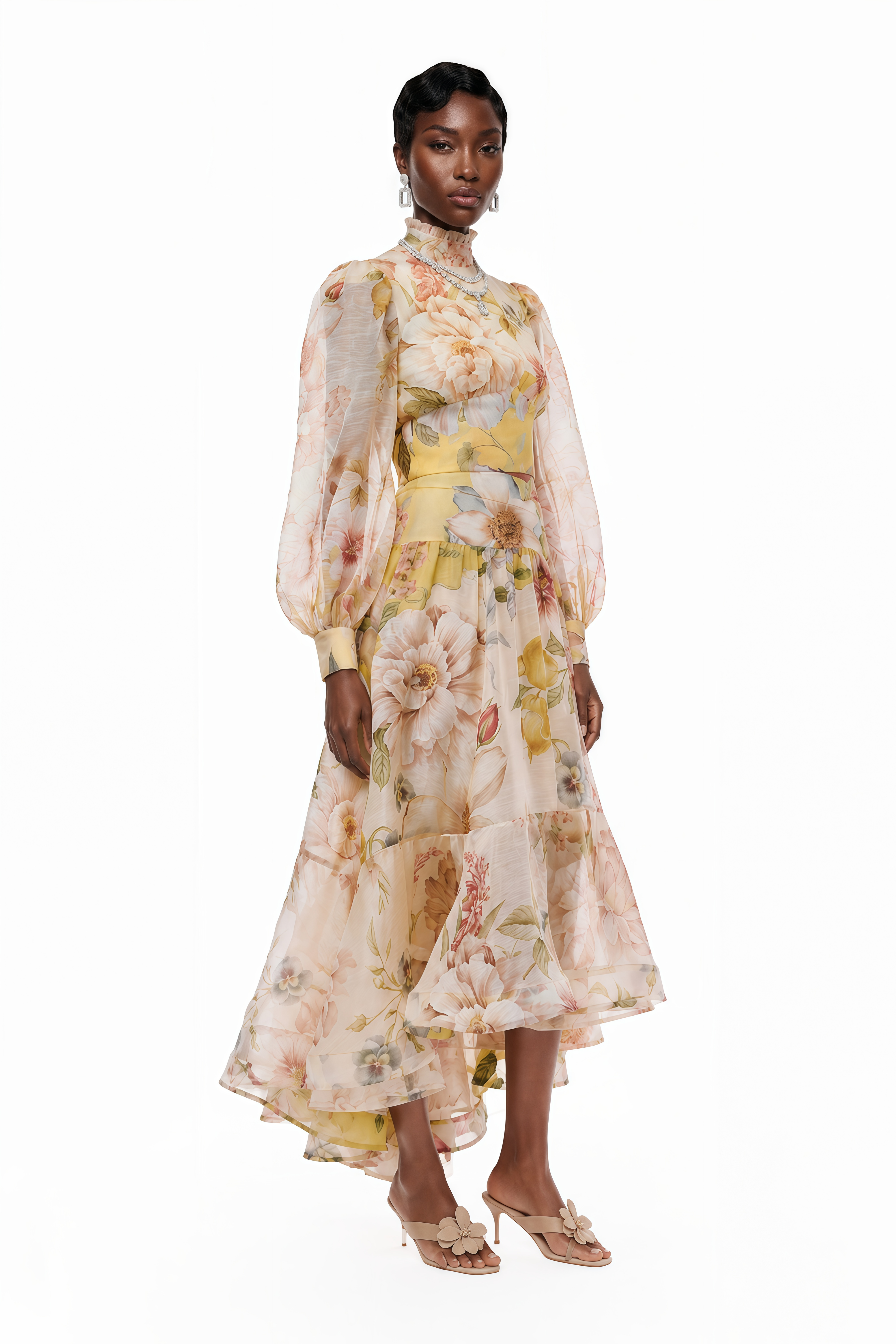 Dilek Yellow Floral Blouse & Asymmetrical Set