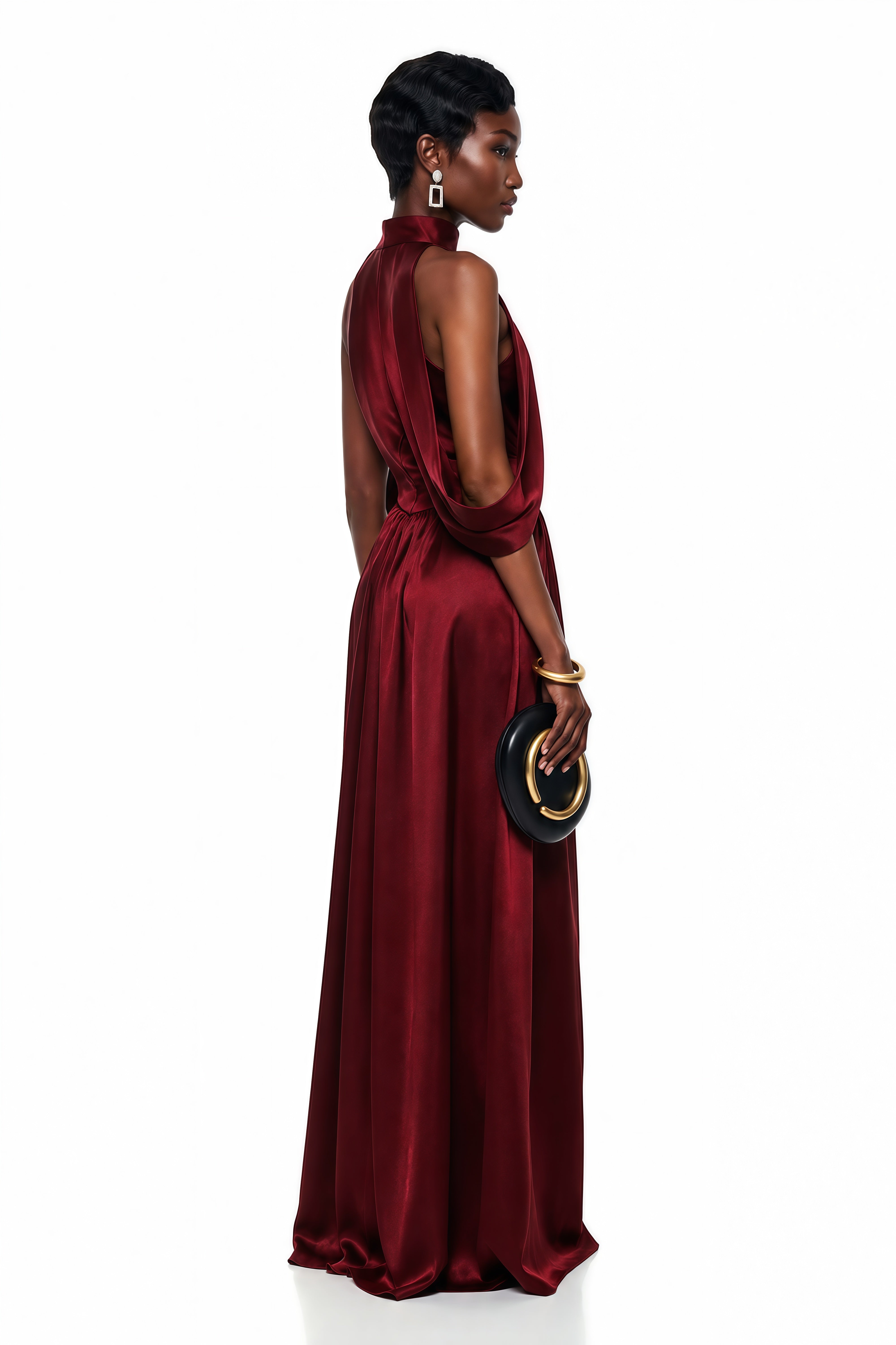 Dryope Red Halterneck Asymmetrical Maxi Dress