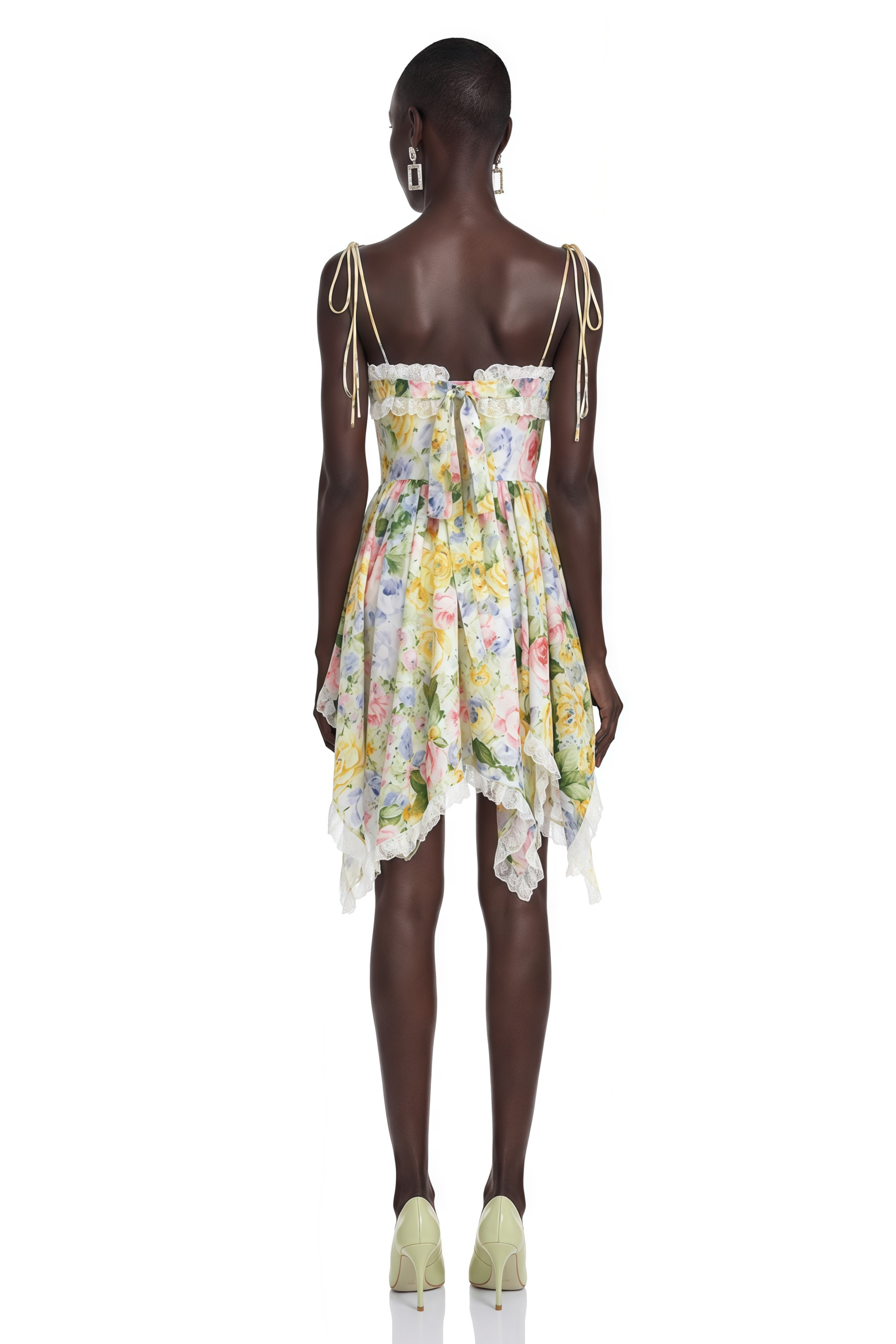 Mini-robe à imprimé floral Eleanor Green avec bretelles fines