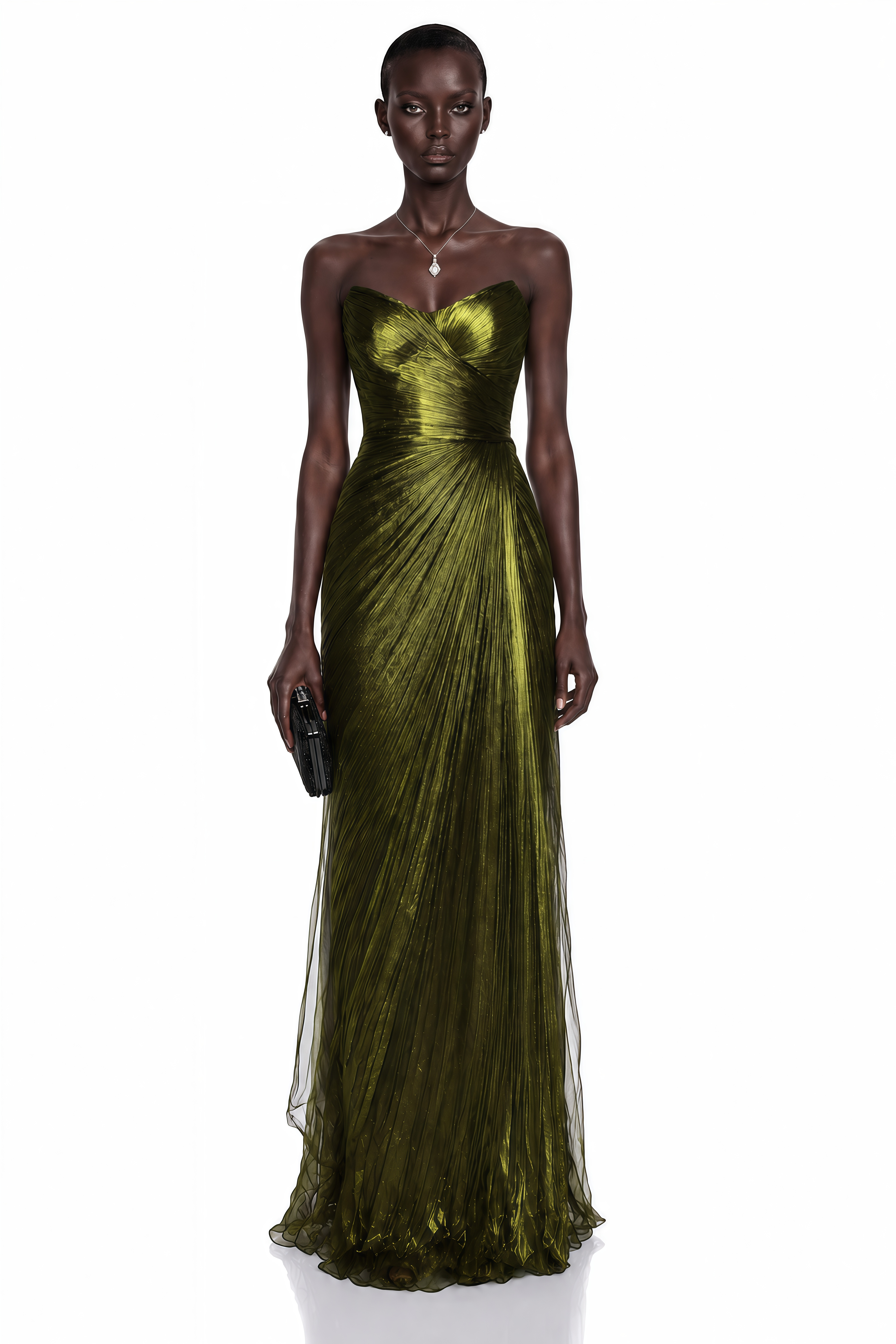 Elif Emerald Green Off Shoulder Ruched Maxi Dress