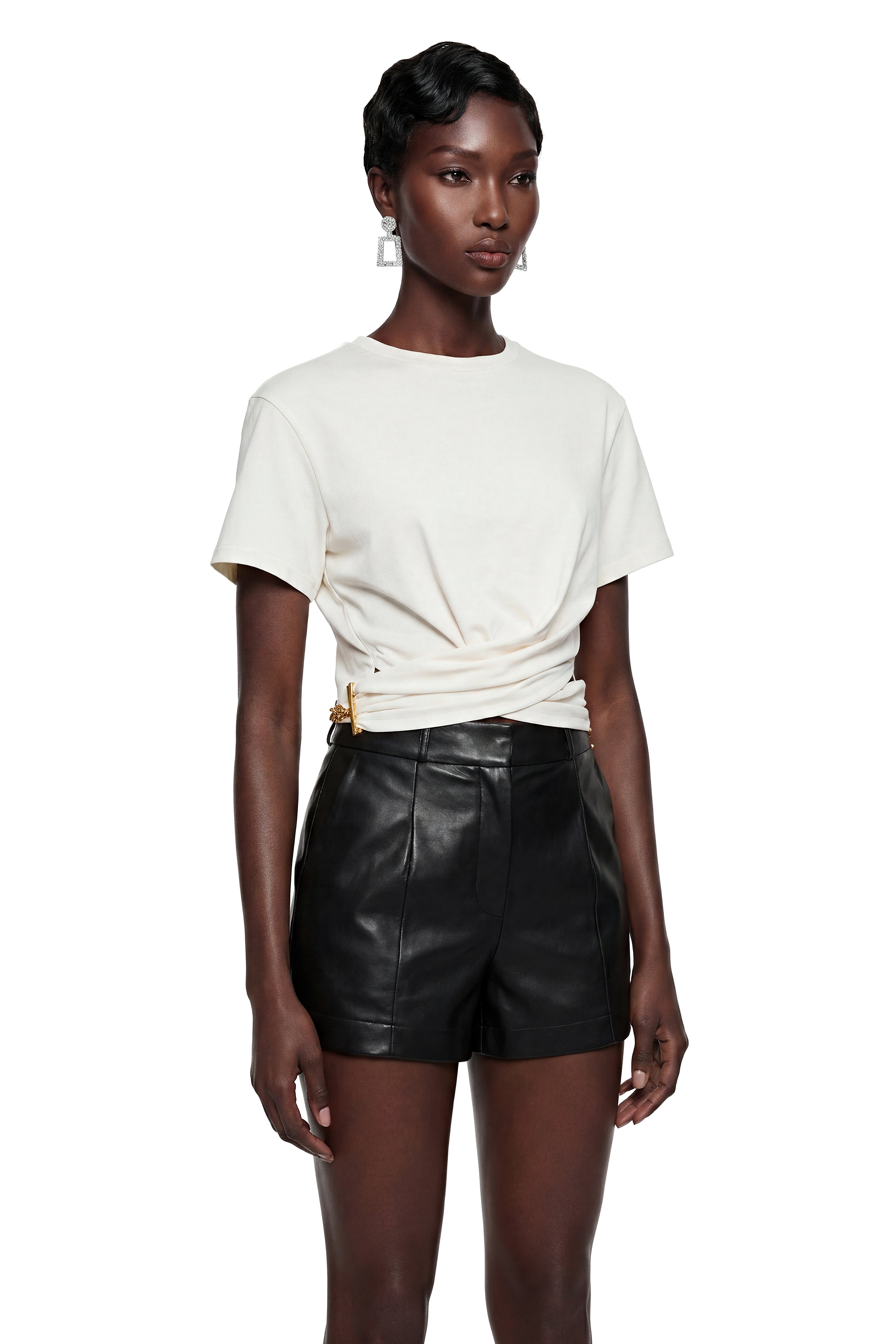 Elisheva White Cross Front Wrap T-Shirt