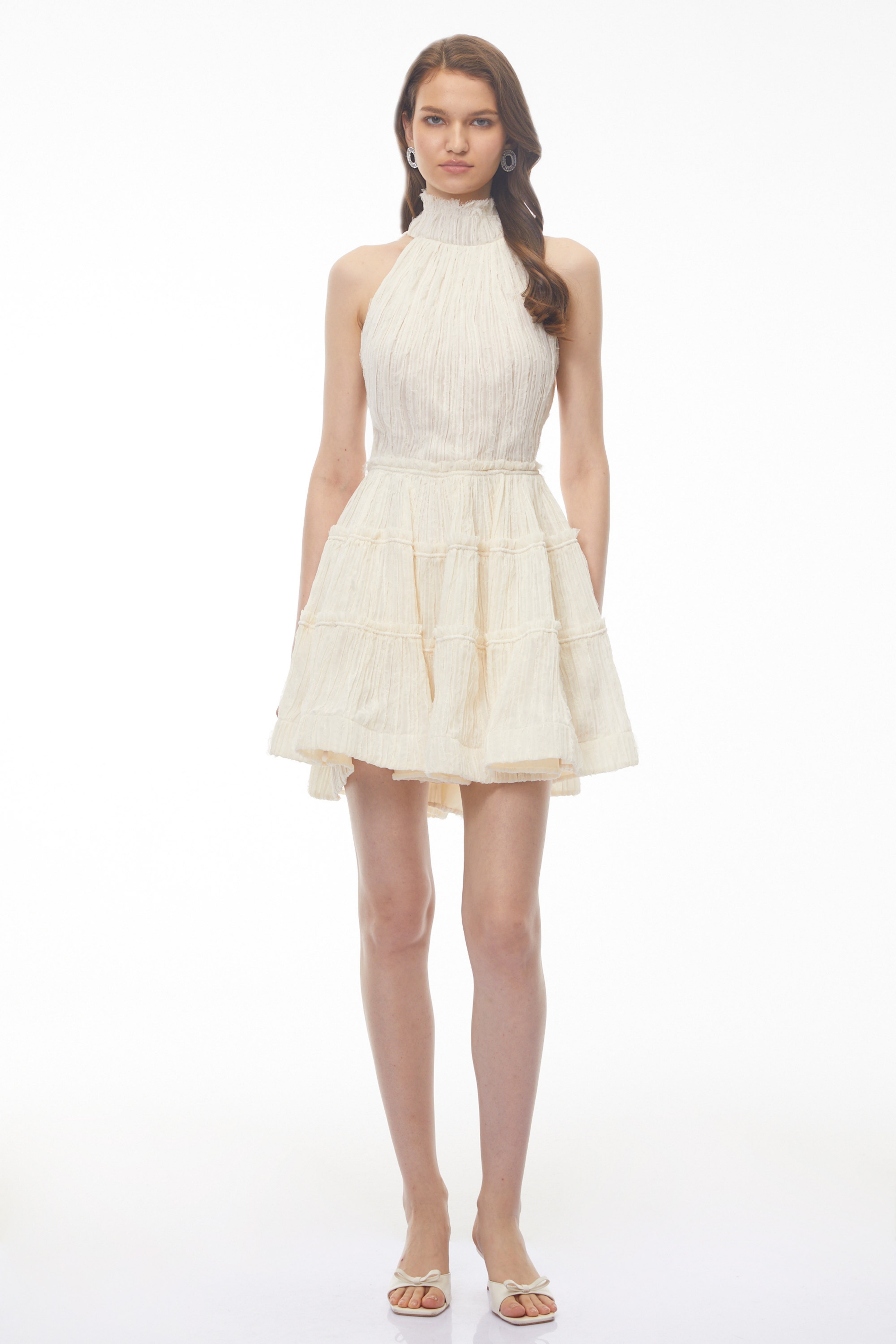 Mini-robe à volants et dos nu Elizabeth White