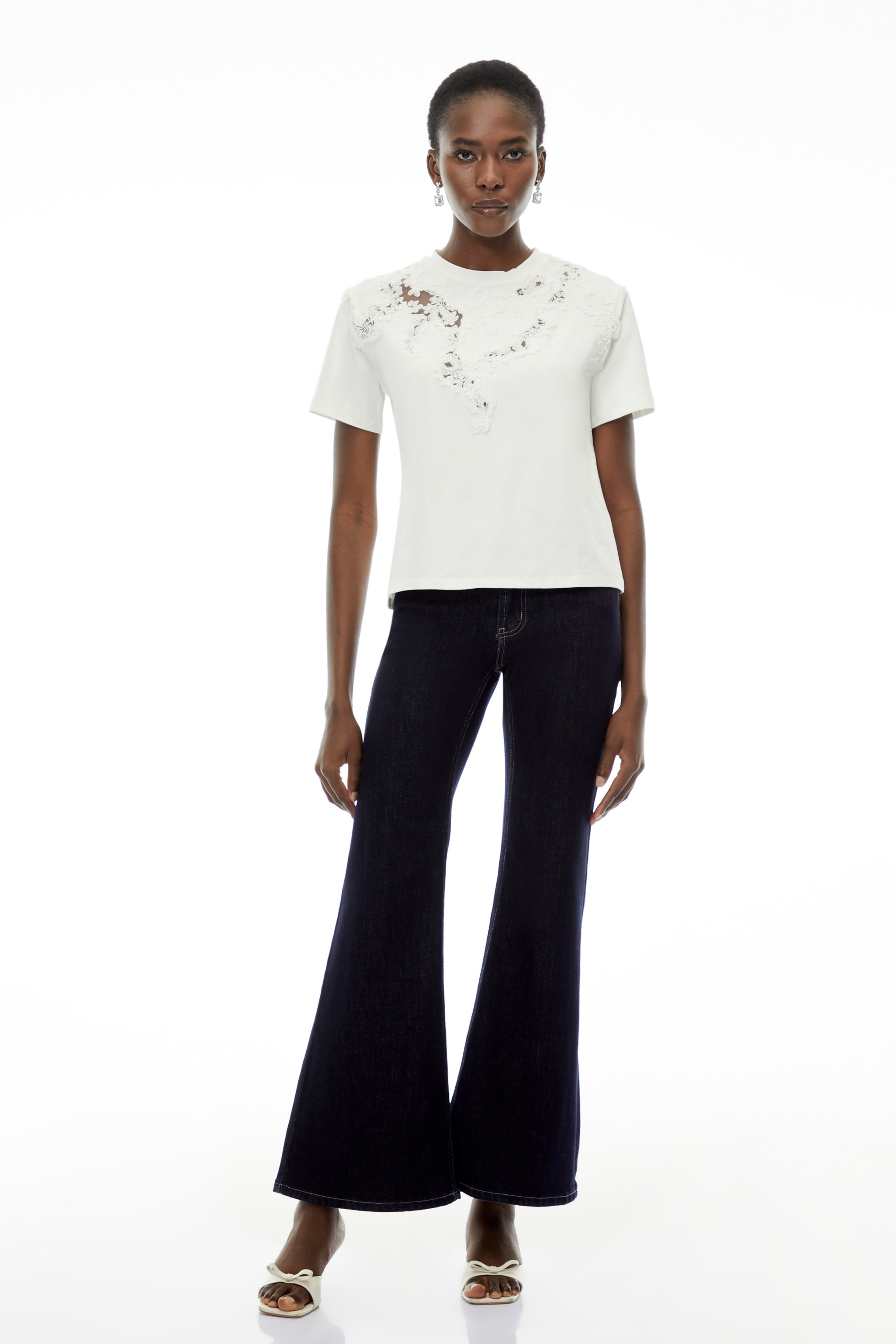Emma White Floral Embroidered T-Shirt