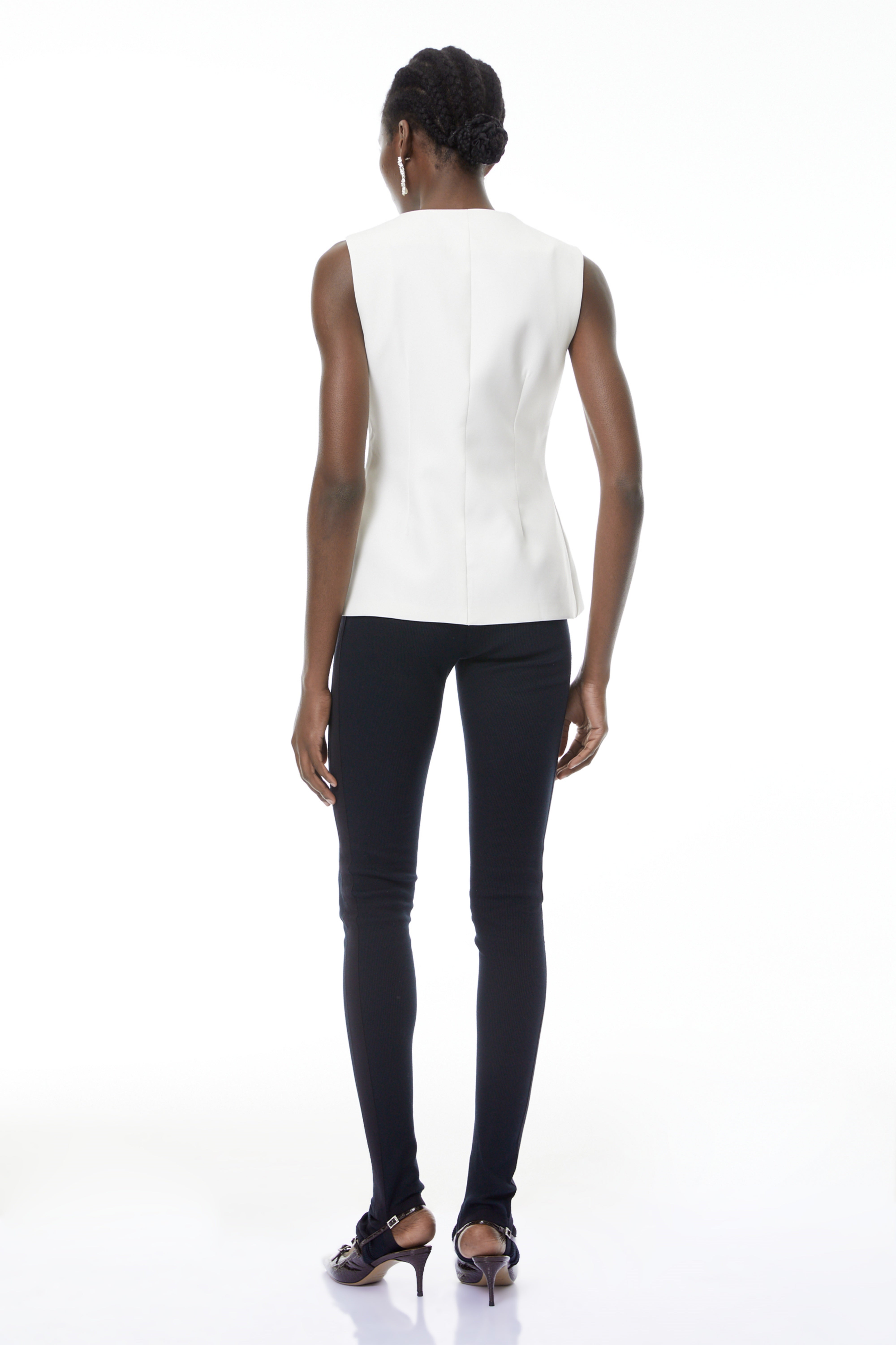 Emma White Waistcoat with Gold Buttons