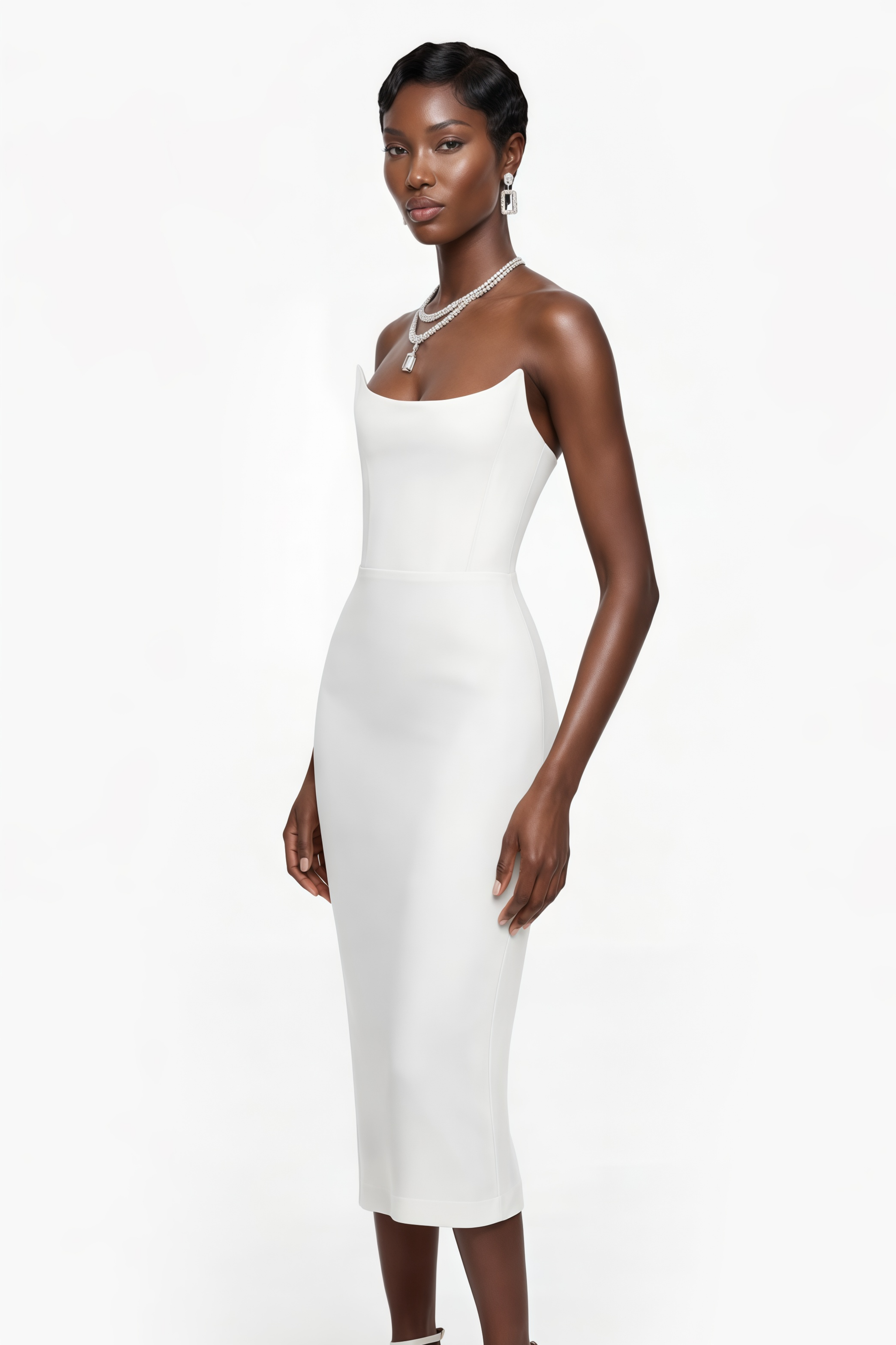 Escolástica White Off Shoulder Midi Dress