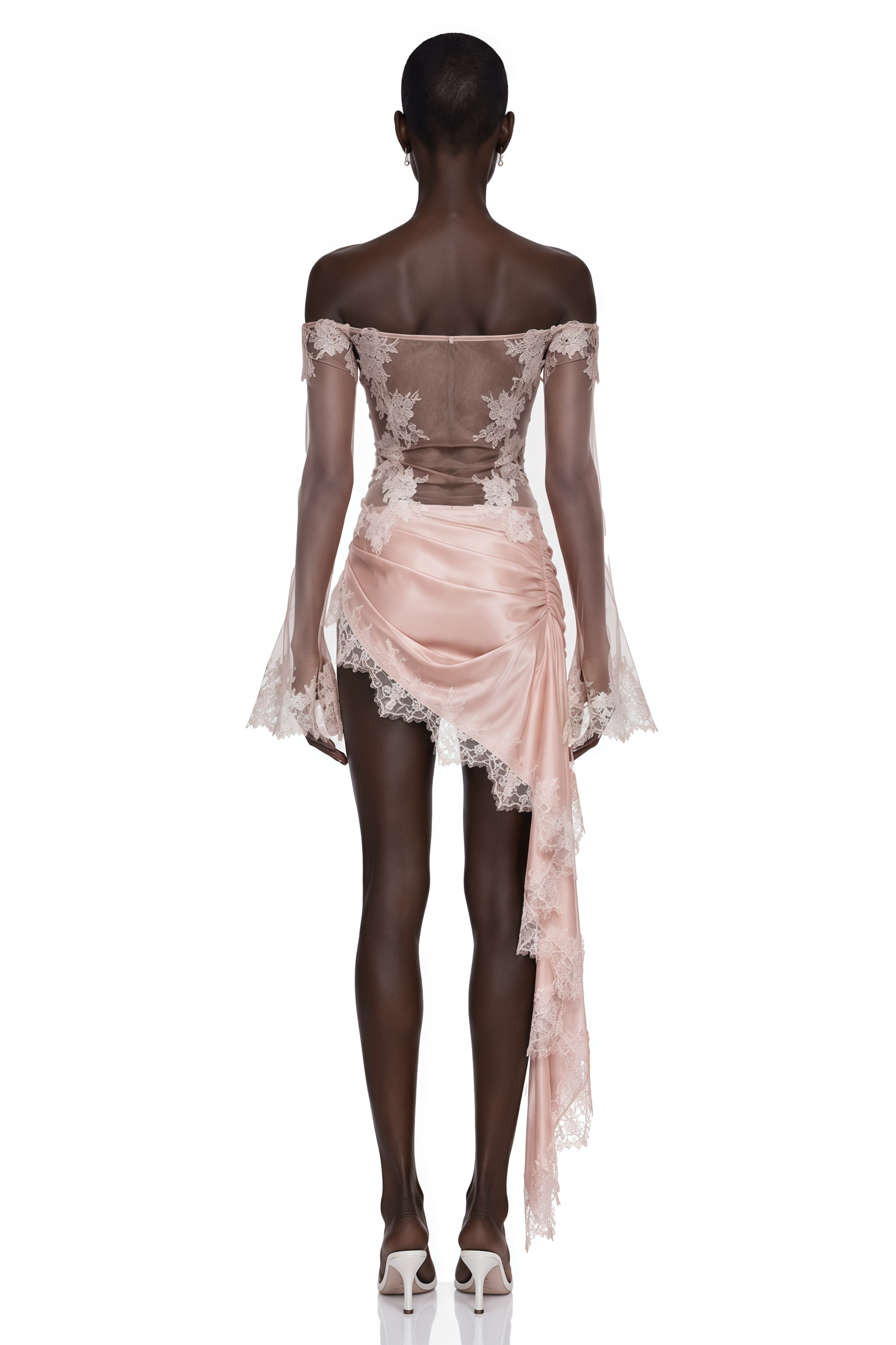Estelle Pink Asymmetrical Draped Mini Dress