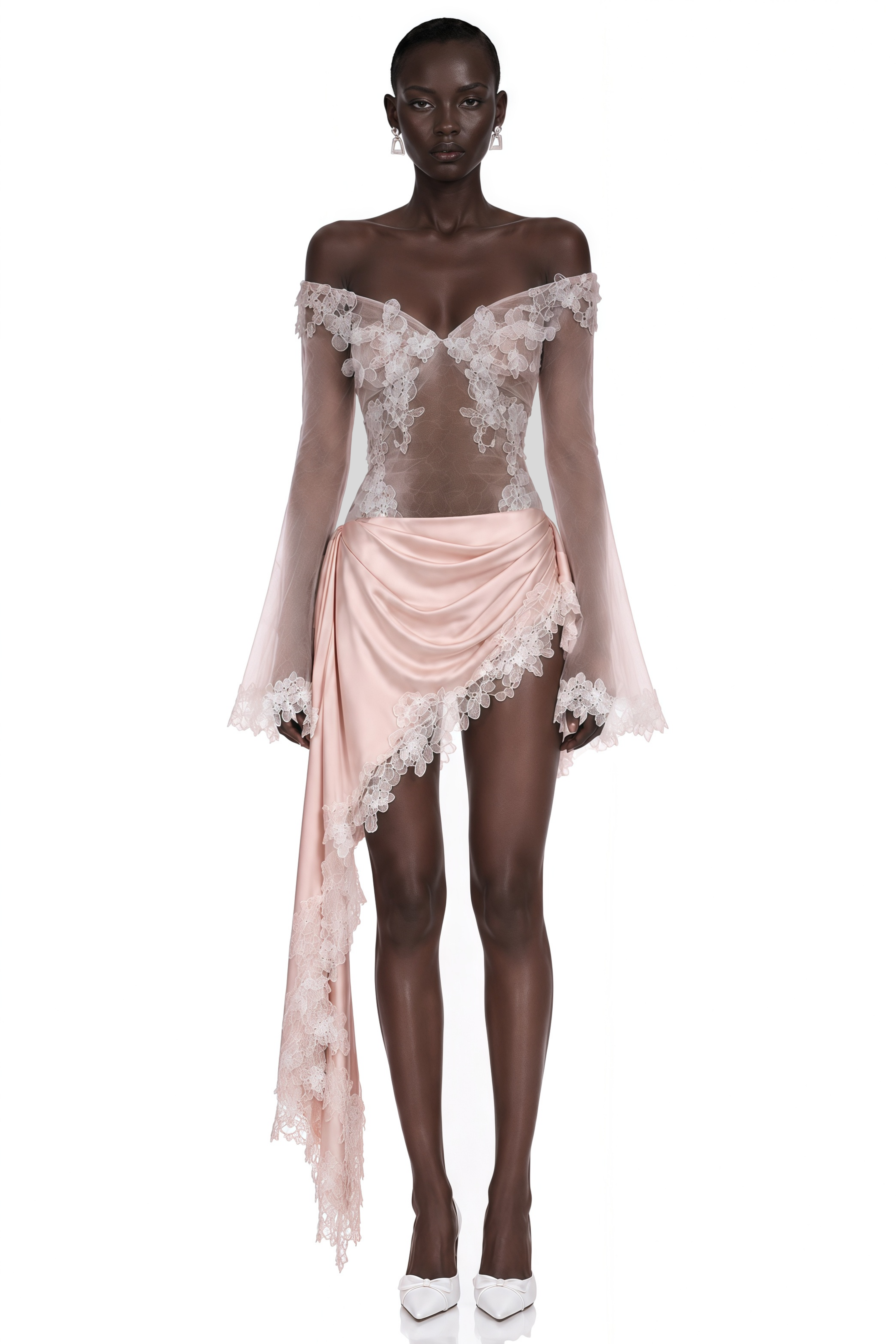 Estelle Pink Asymmetrical Draped Mini Dress