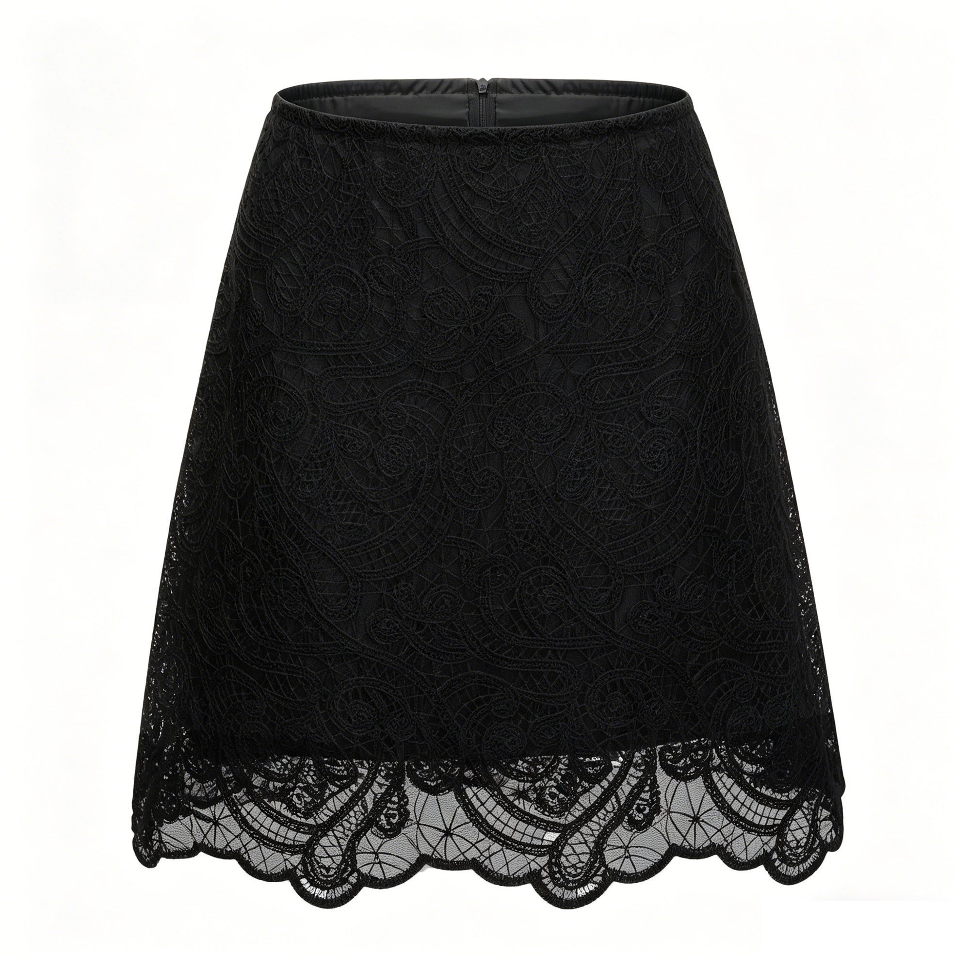 Ensemble chemisier et jupe en dentelle noire Eulalie