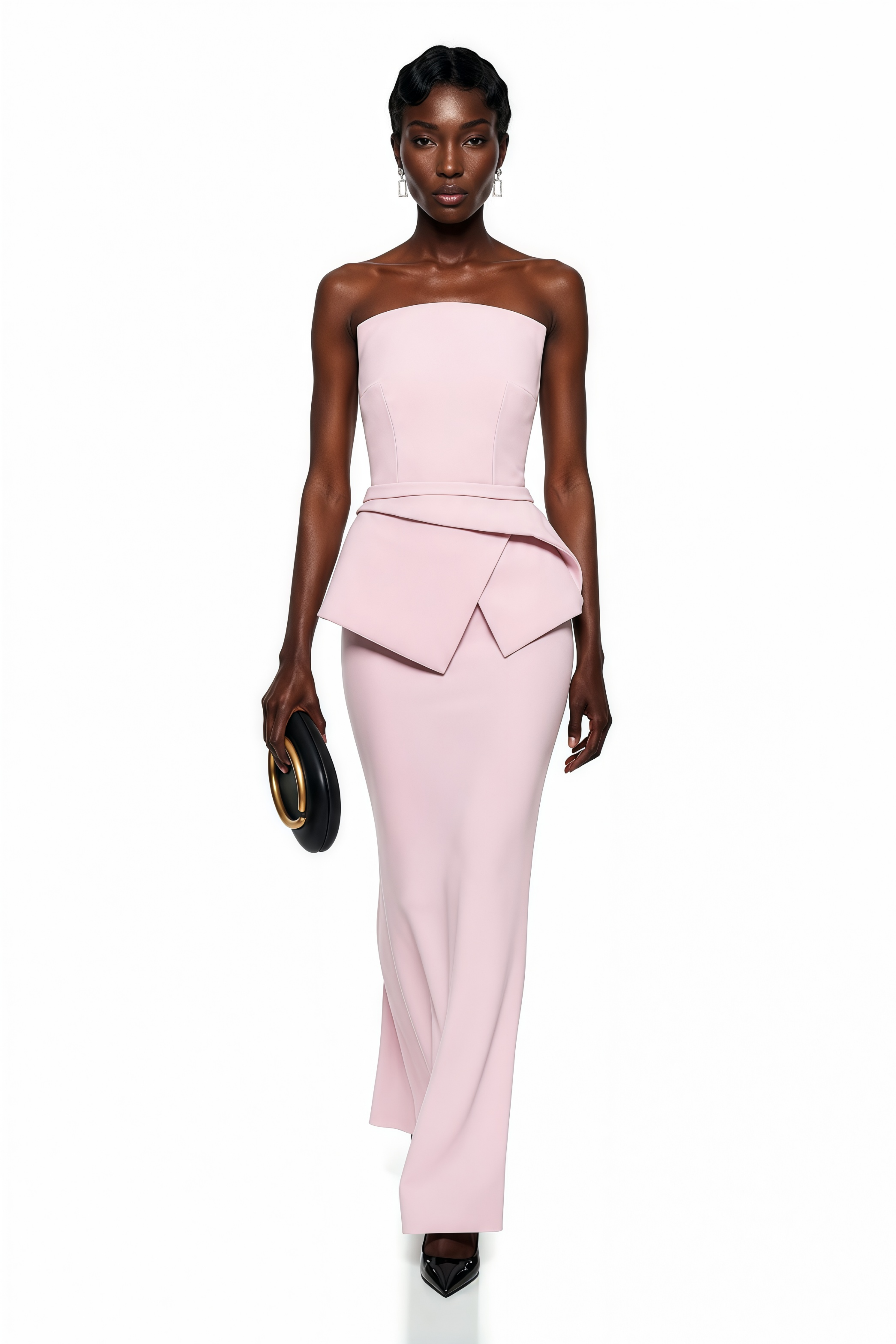 Eunice Pink Asymmetrical Mermaid Maxi Dress