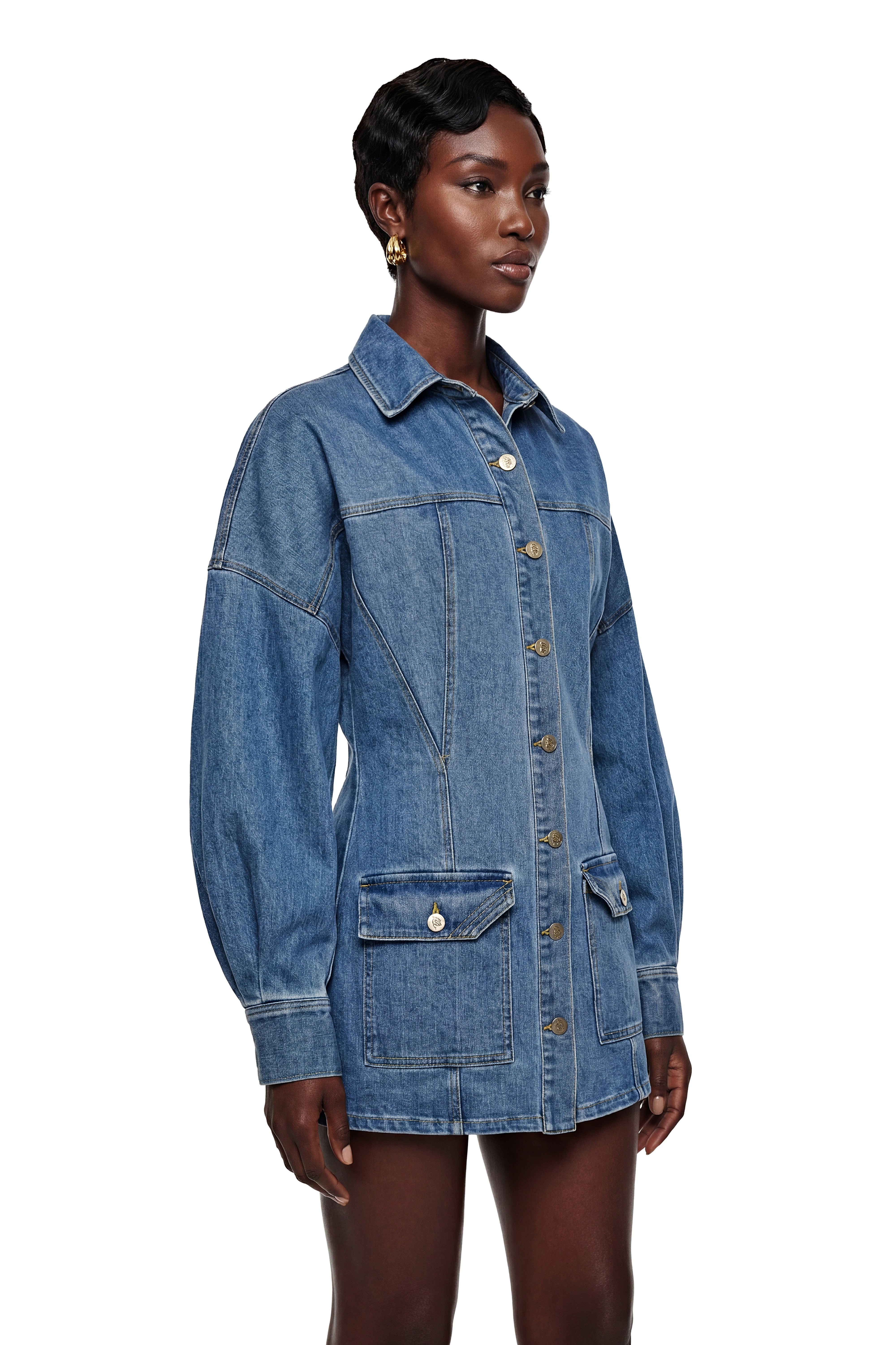 Veste en jean à boutons bleue Eurydice