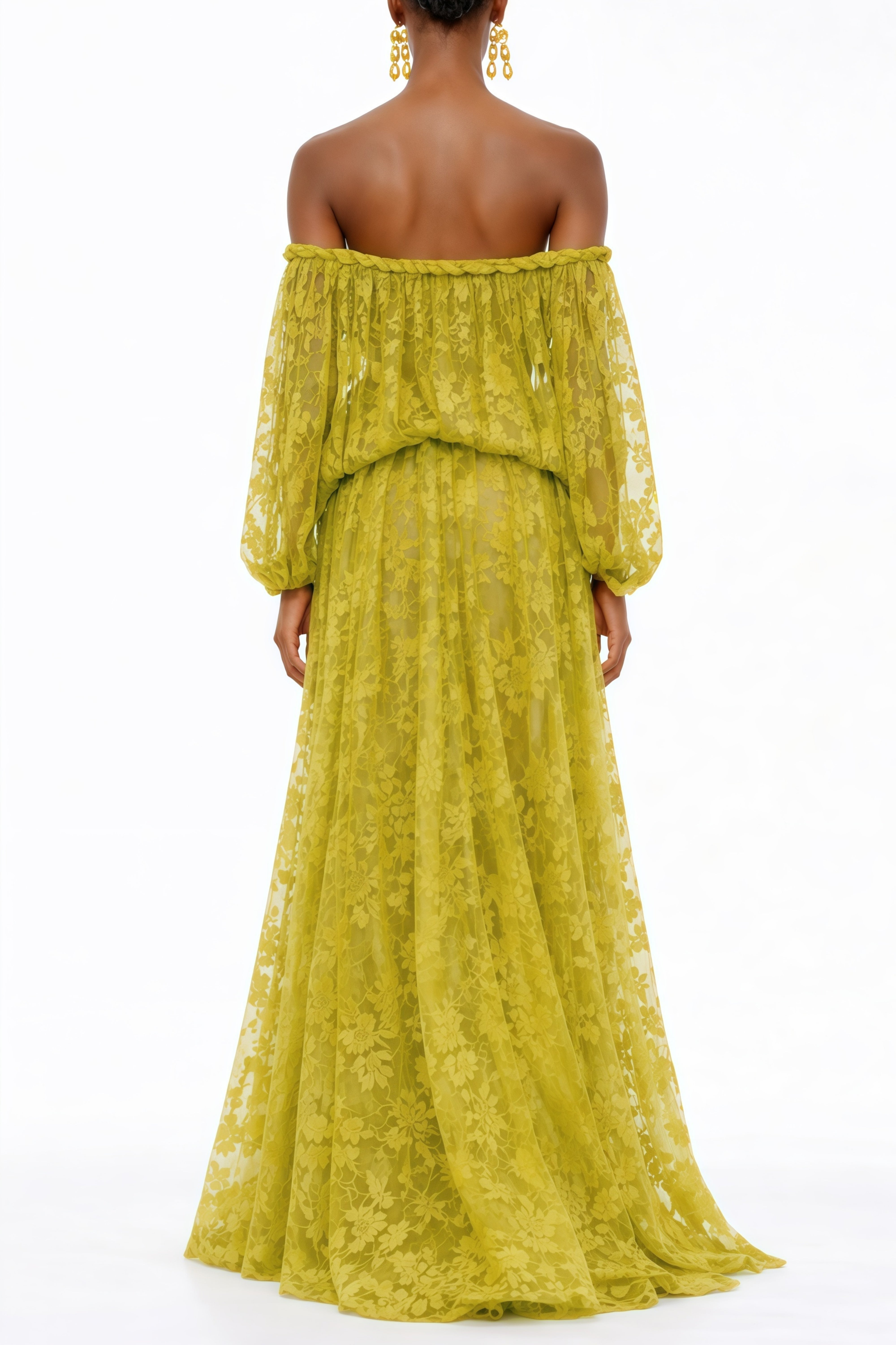 Fabienne Green Floral Appliqué Maxi Dress (Final Sale-US Only)