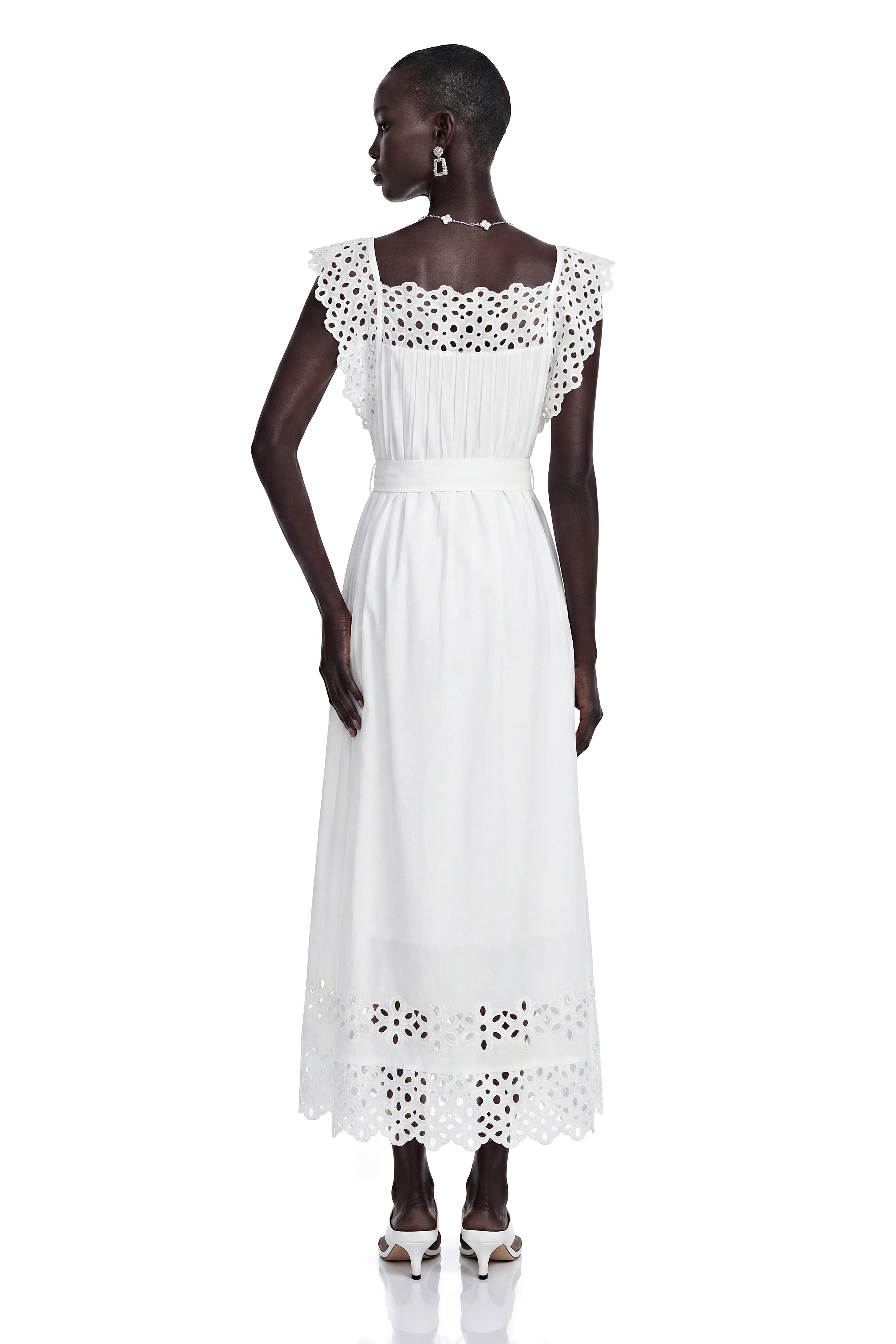 Farrah White Cut-Out Pleated Maxi Dress