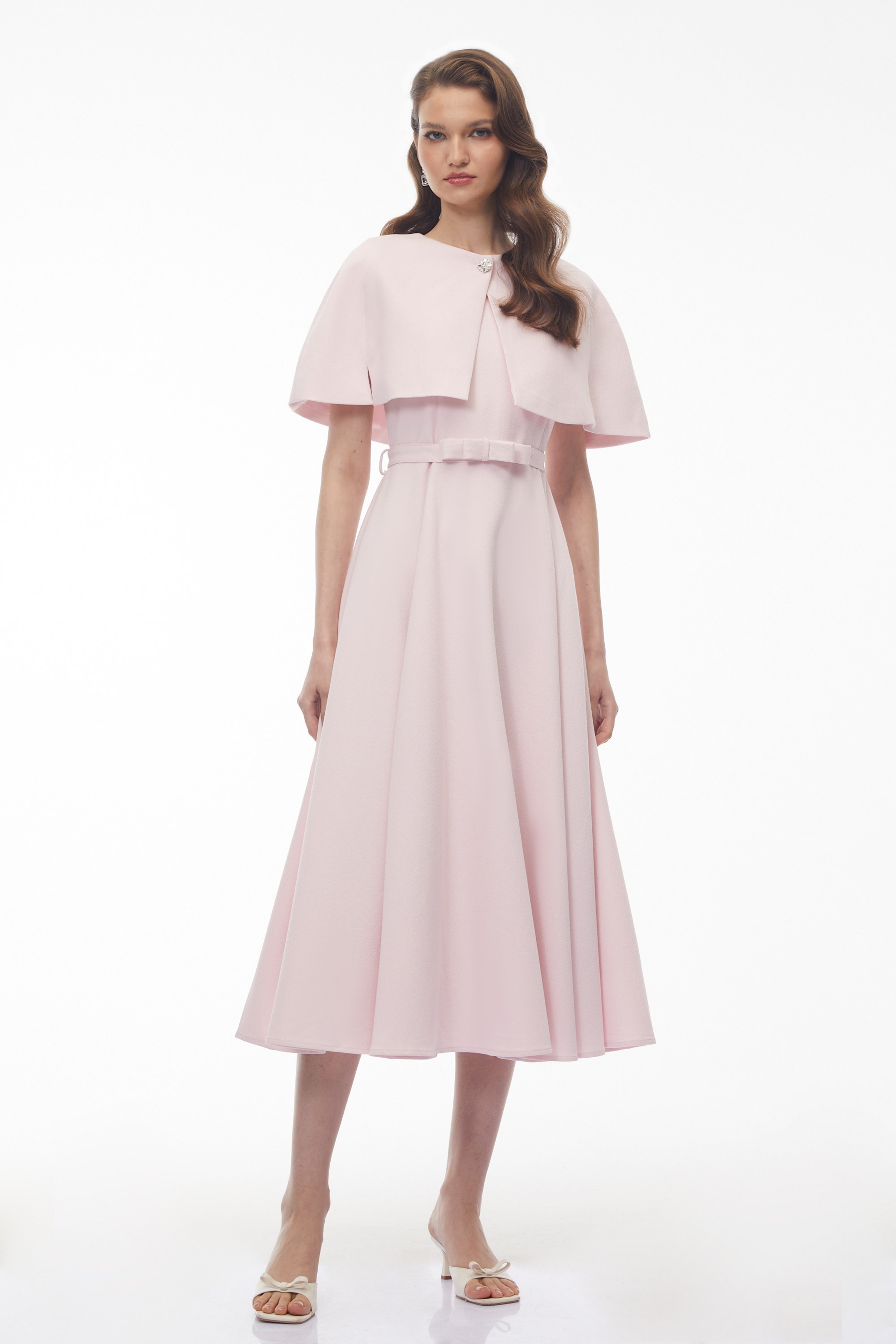 فستان ميدي بكتف مكشوف بلون وردي من فيليسمينا