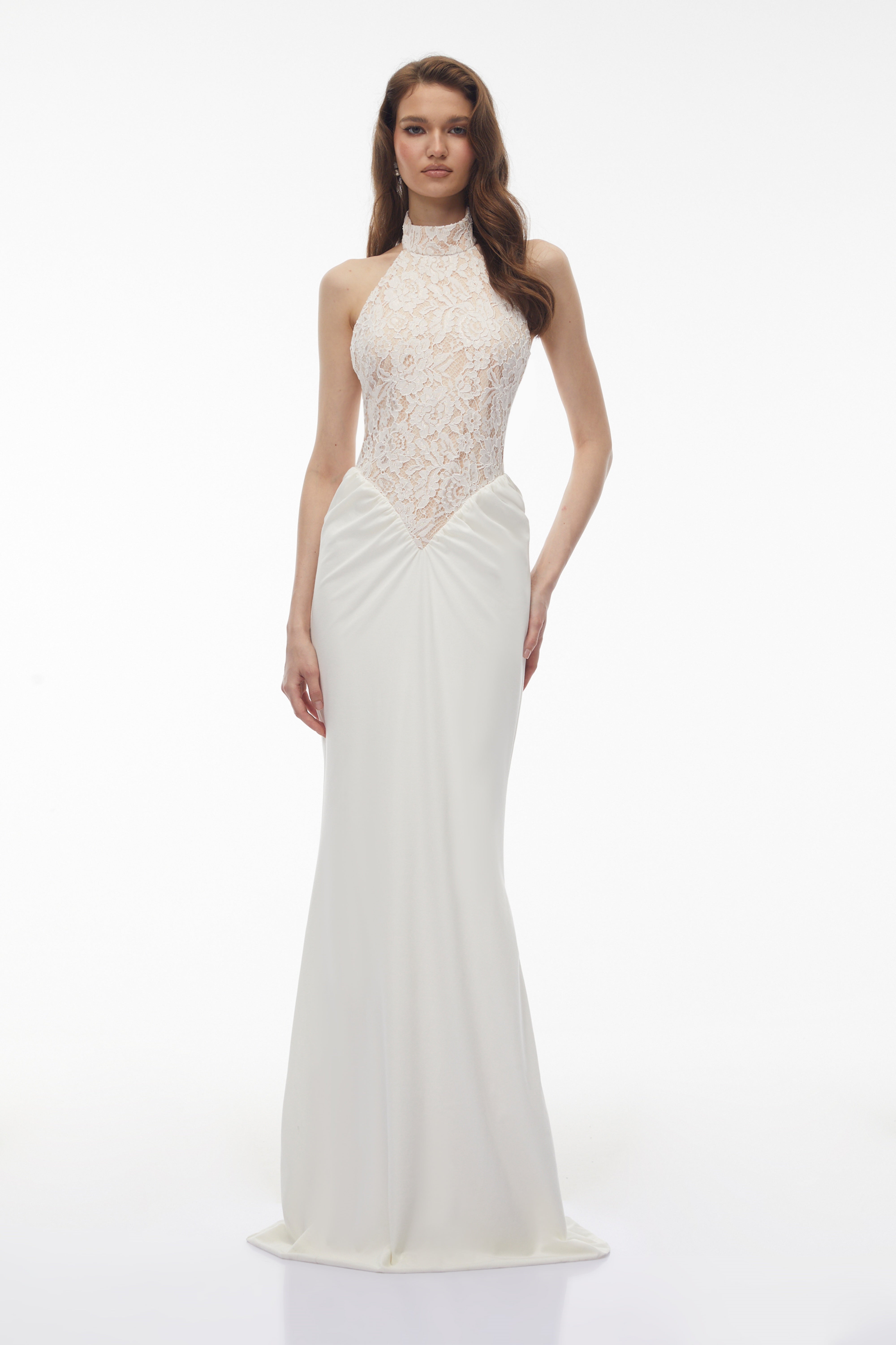 Filomena White Floral Lace Maxi Dress