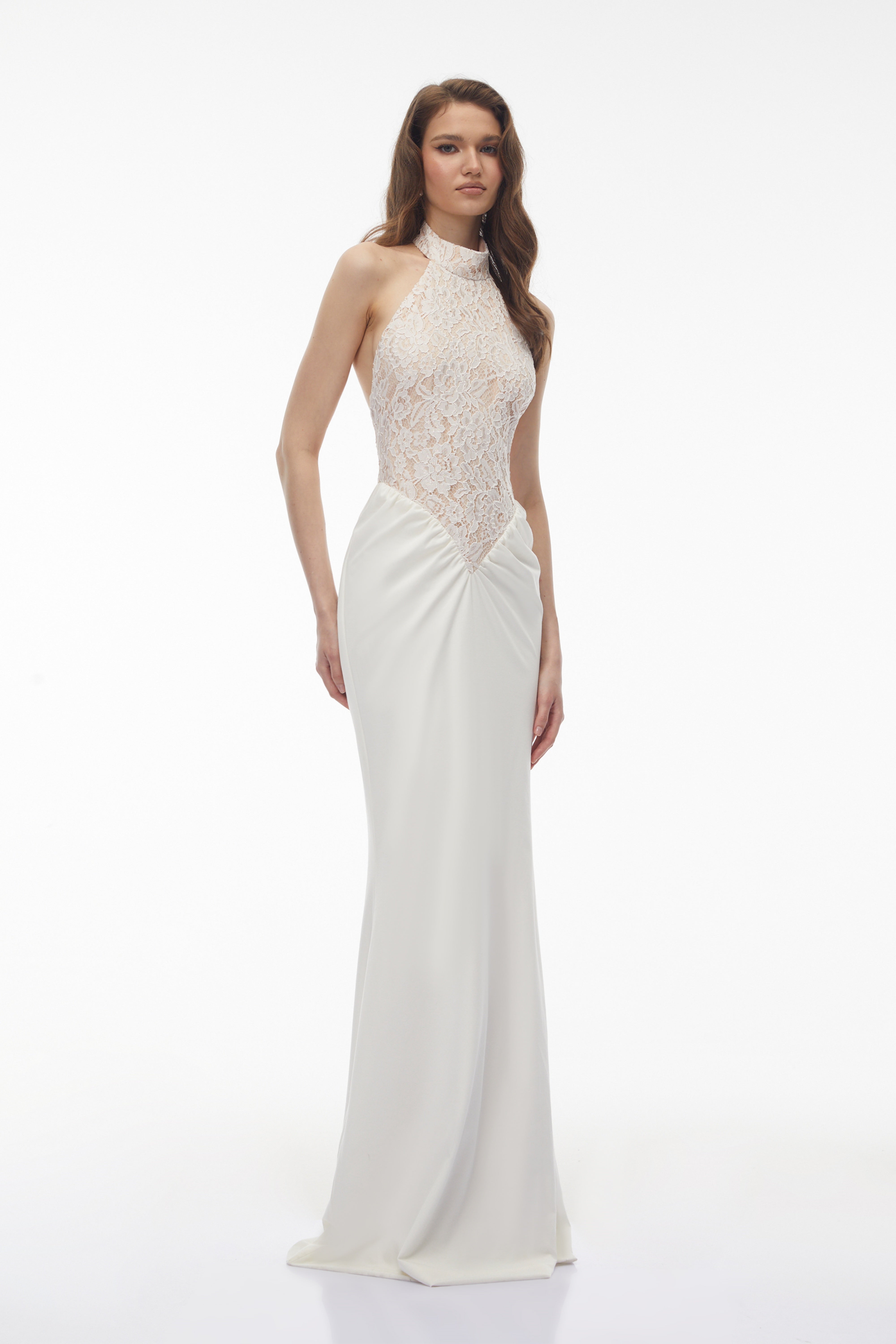Filomena White Floral Lace Maxi Dress