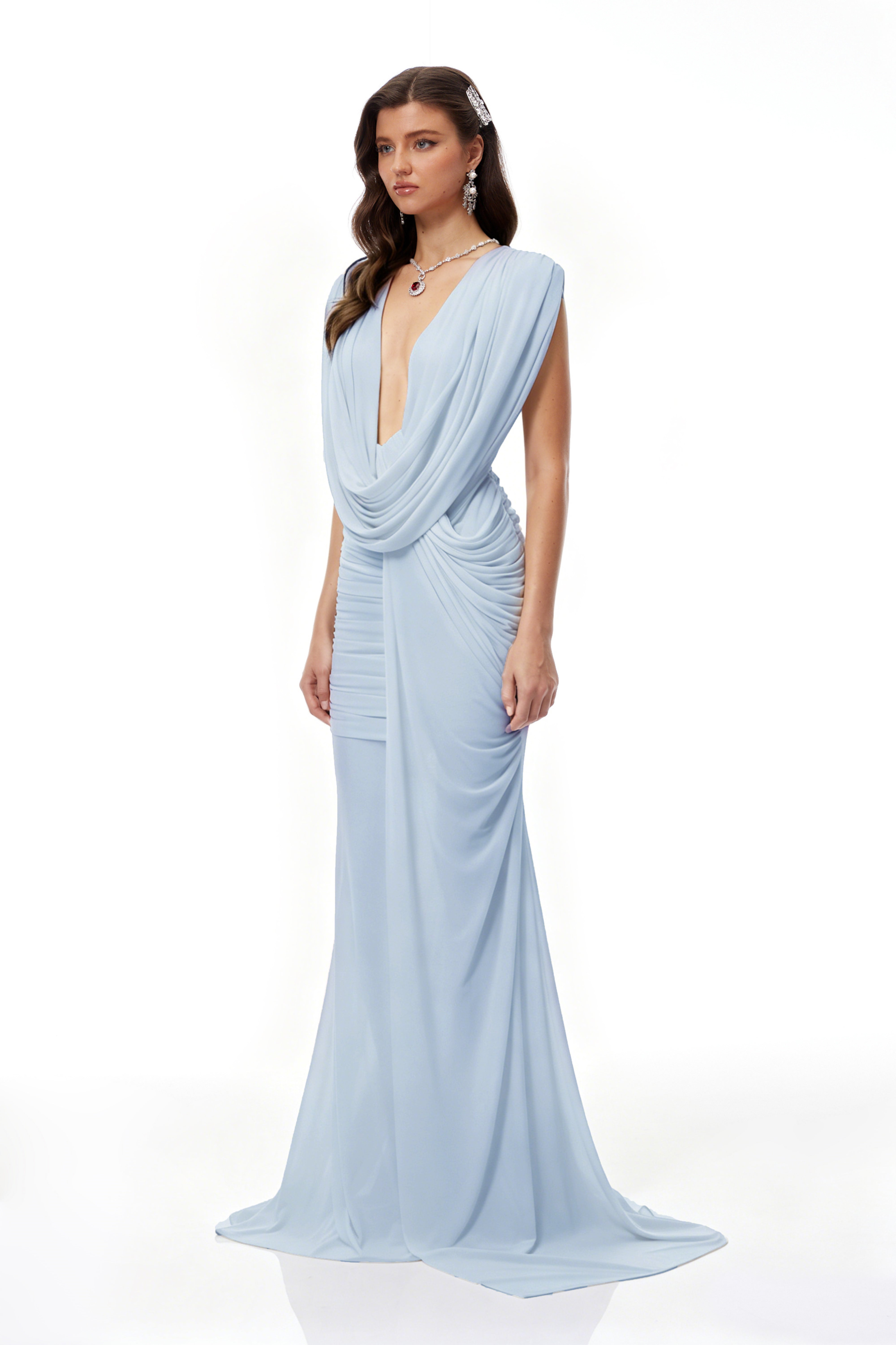 فستان طويل غير متماثل من "فيونا بلو"