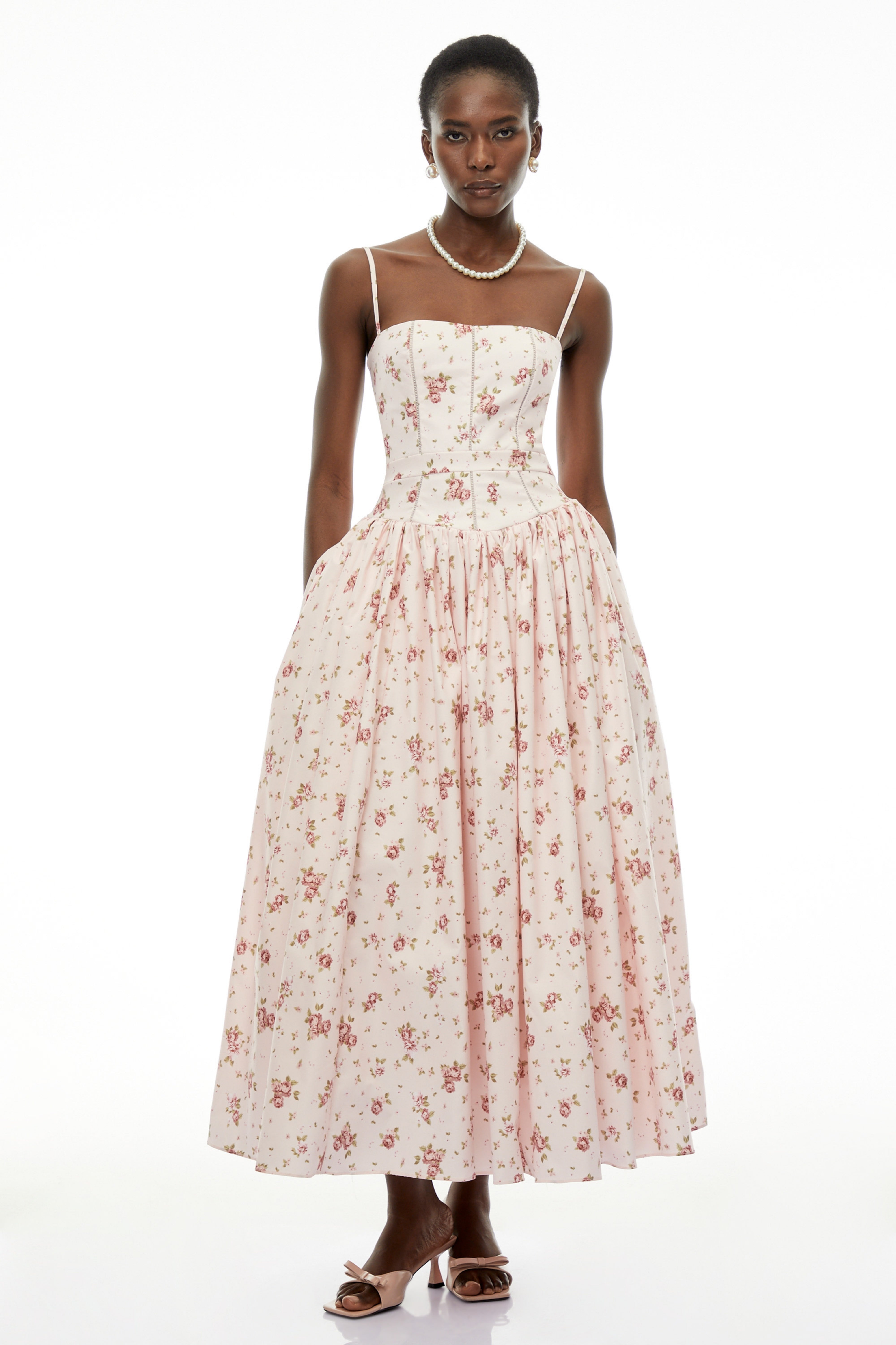 Fleur Pink Floral Print Maxi Dress