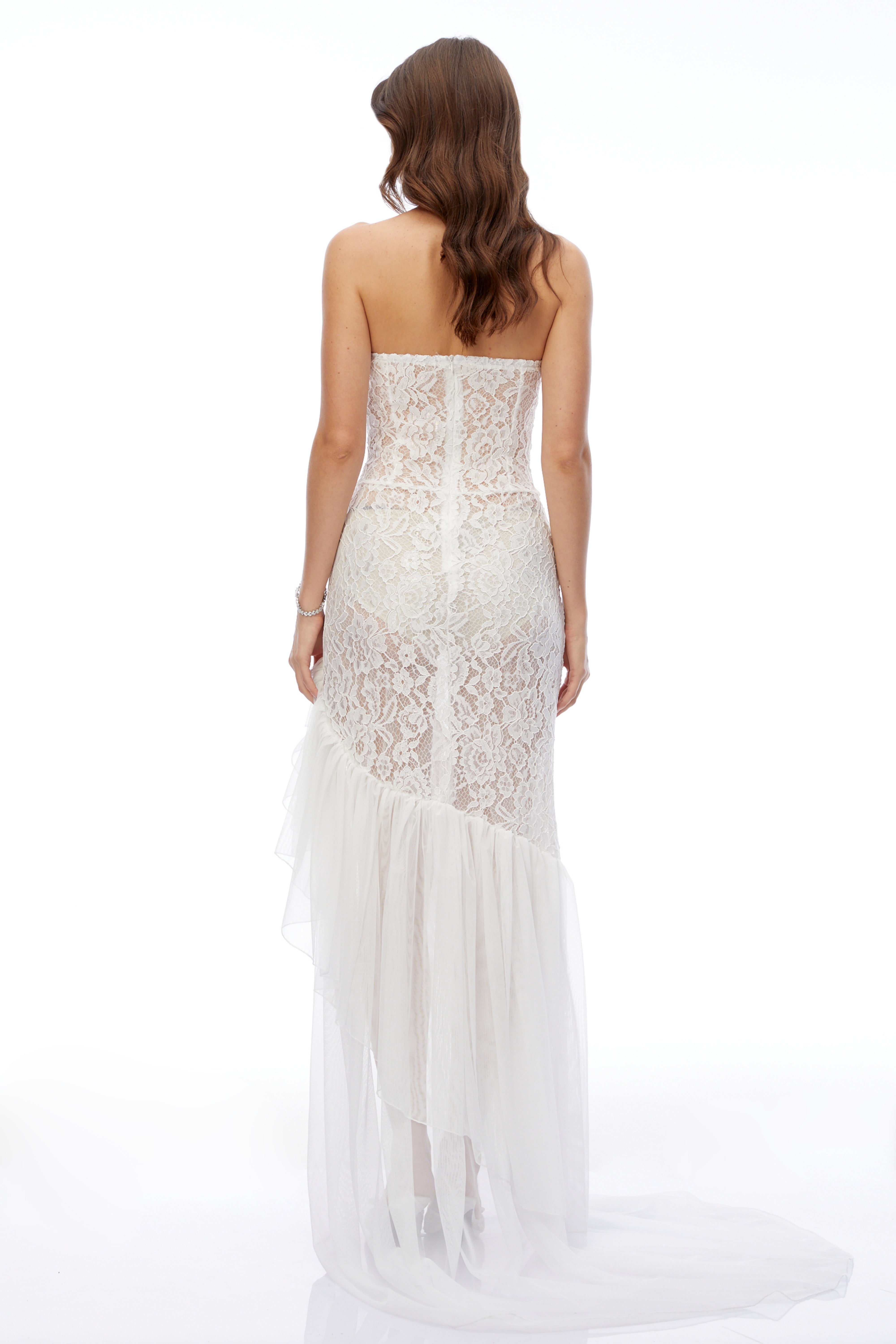 Florentina White Sleeveless Lace Applique Maxi Dress