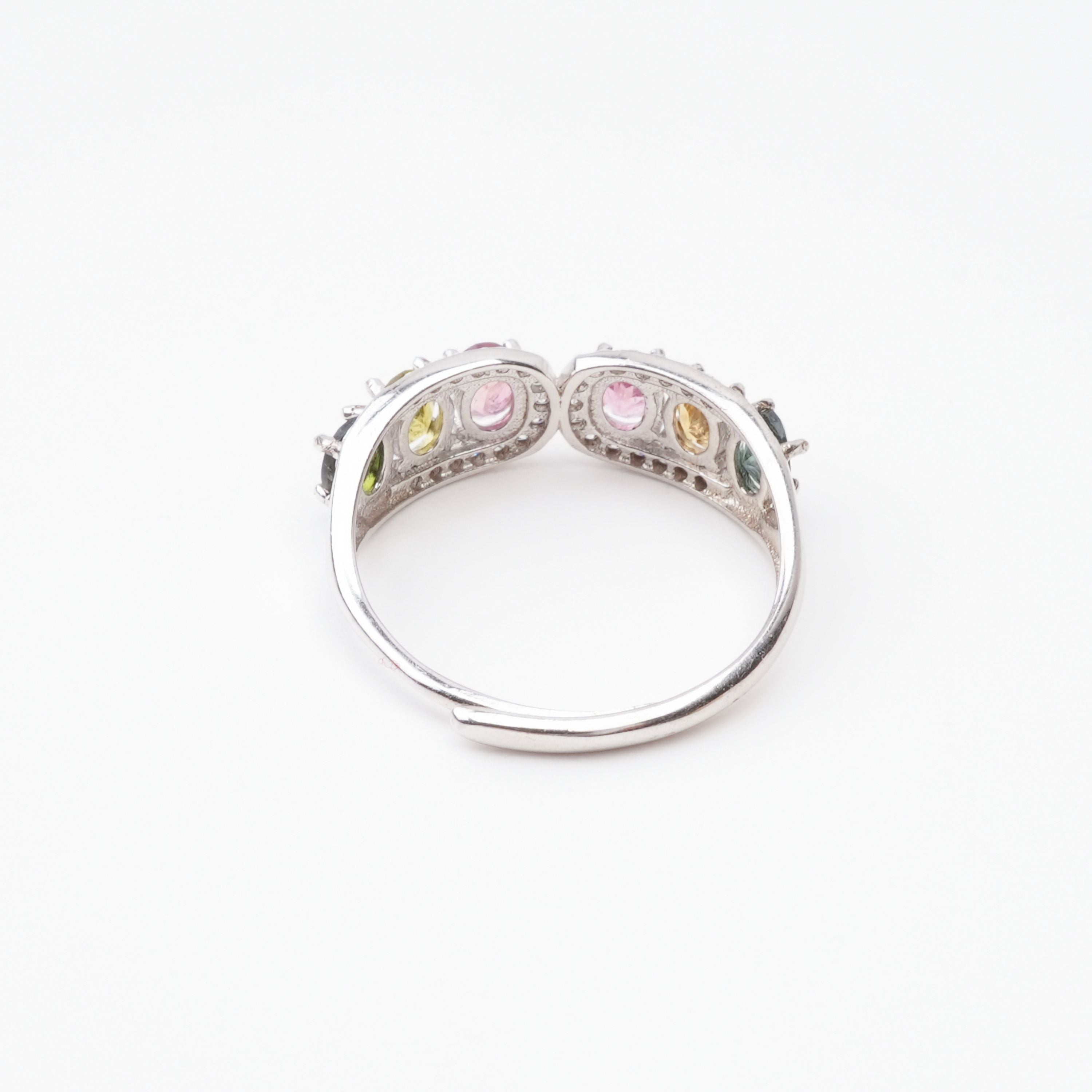 Gabriela Multicolor Tourmaline Oval Cut Crystal Sterling Silver Ring