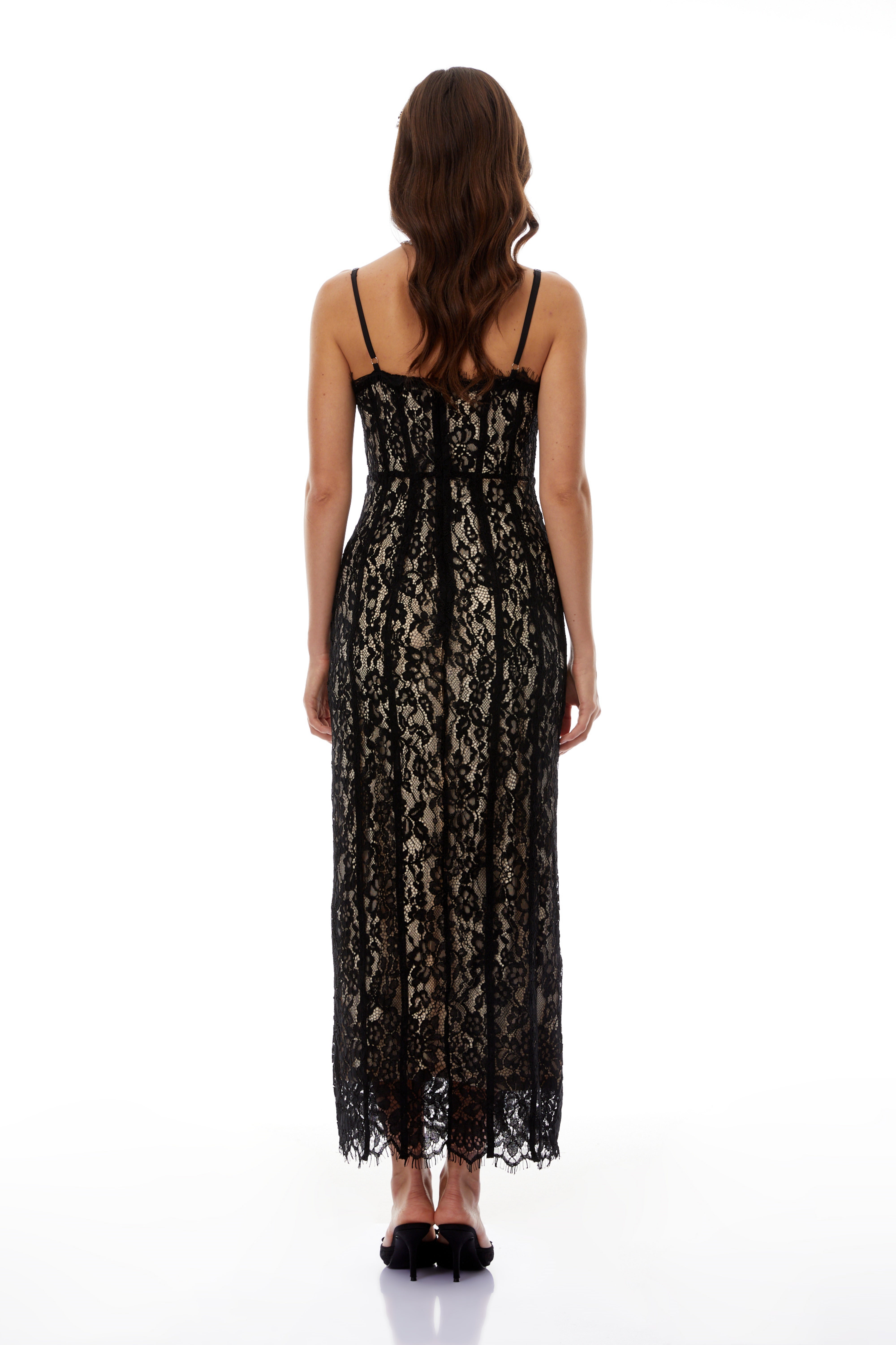 Floral Lace Corset Maxi Dress