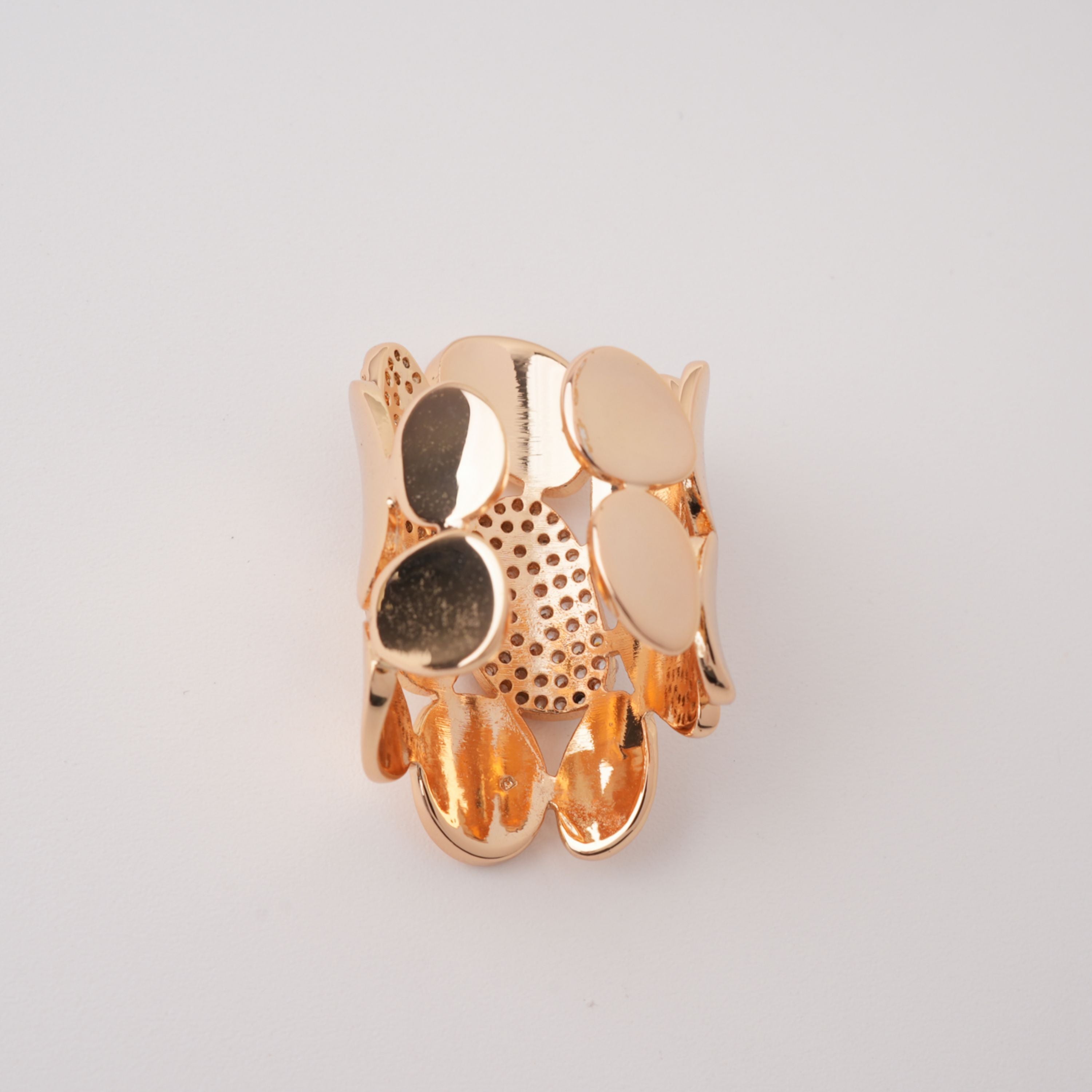 Giselle Gold Tone Pebble Cluster Pavé Crystal Sterling Silver Ring