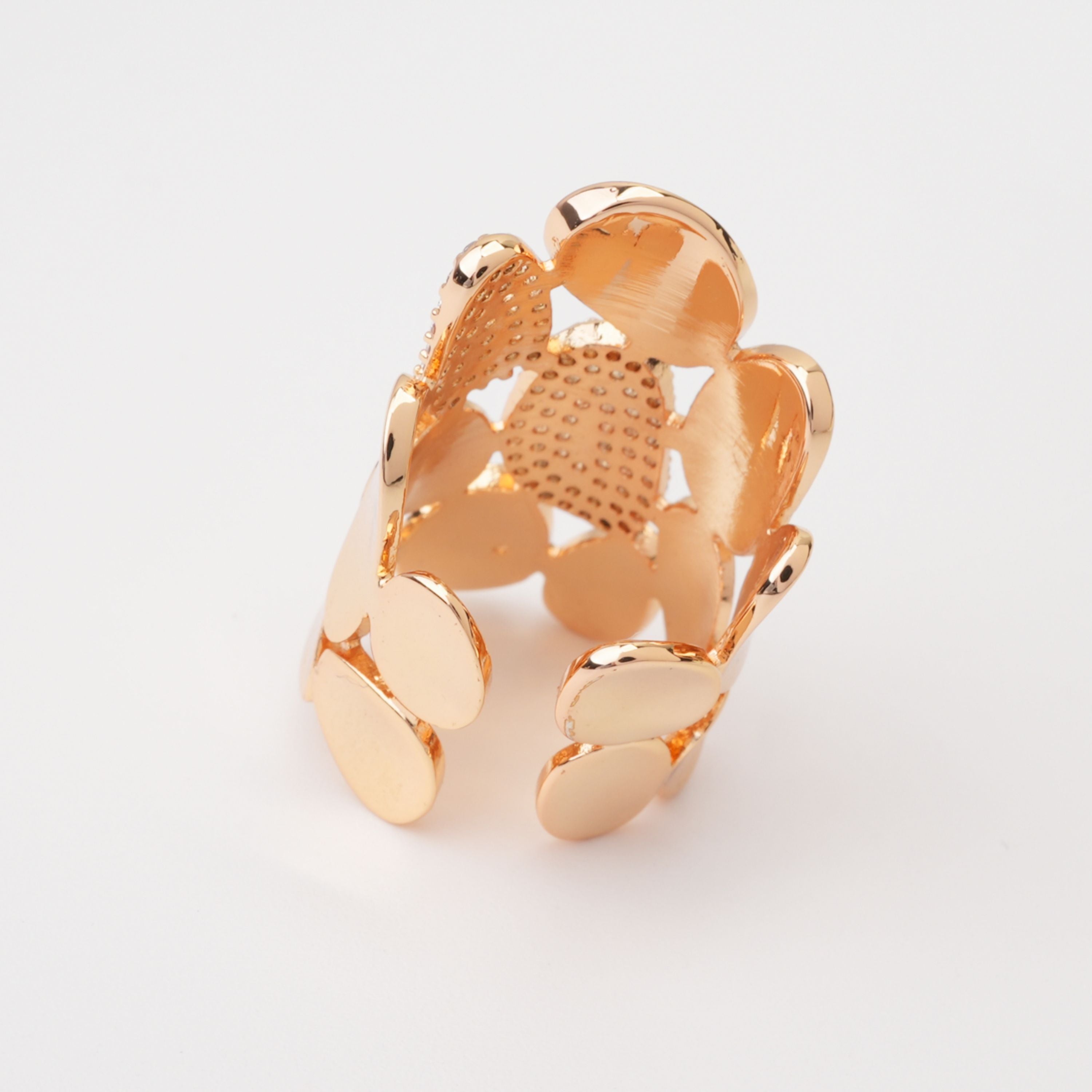 Giselle Gold Tone Pebble Cluster Pavé Crystal Sterling Silver Ring