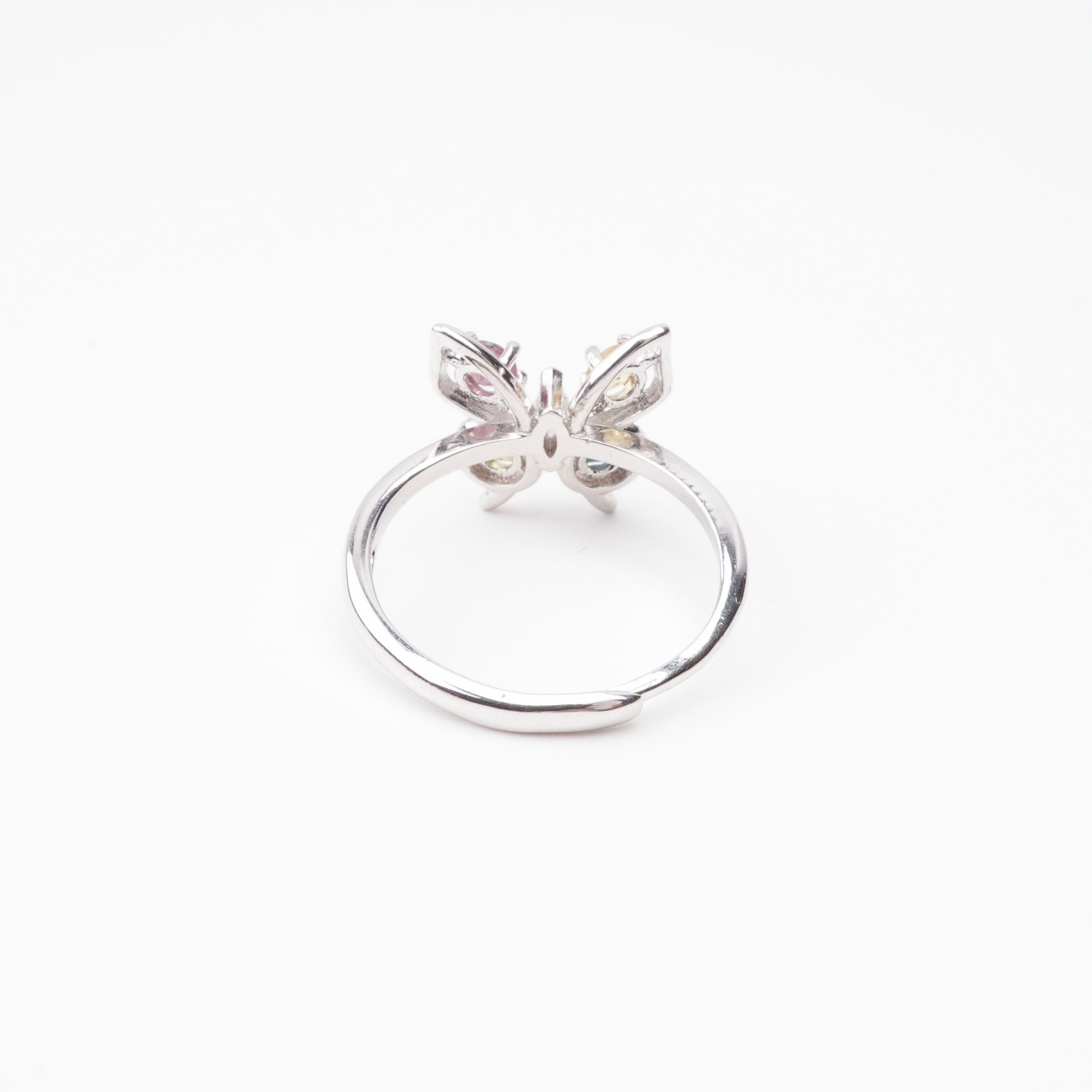 Gabriela Multicolor Tourmaline Butterfly Crystal Sterling Silver Ring