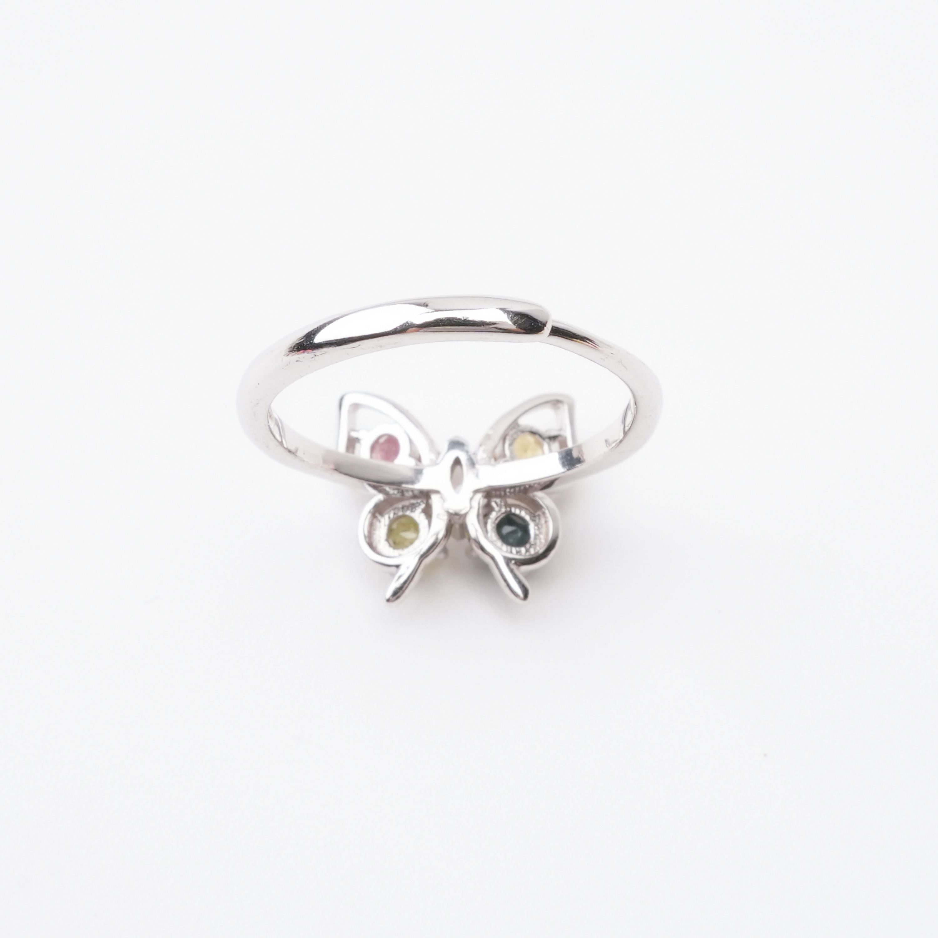 Gabriela Multicolor Tourmaline Butterfly Crystal Sterling Silver Ring
