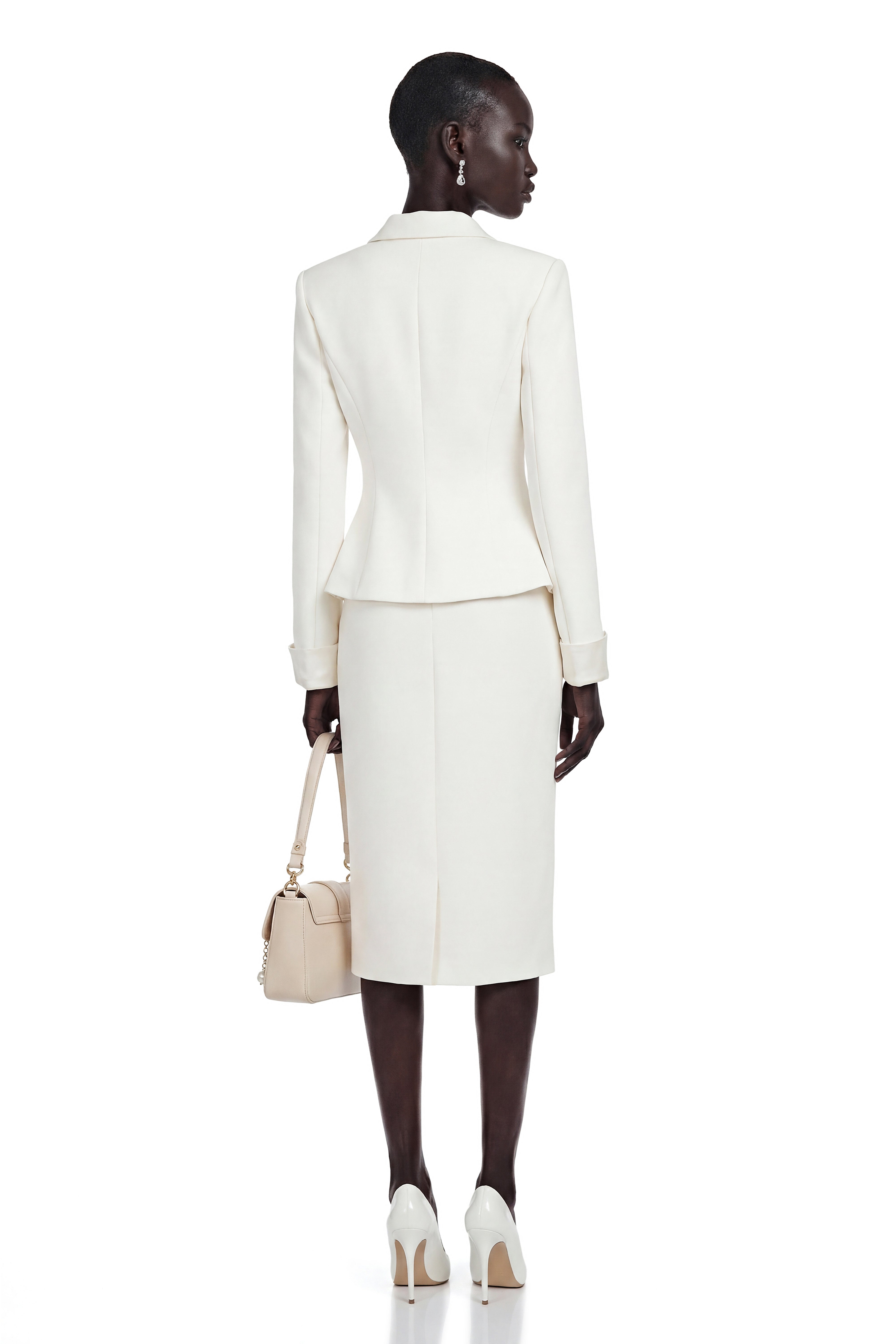 Gorgo White Classic Lapel Blazer & Skirt Set