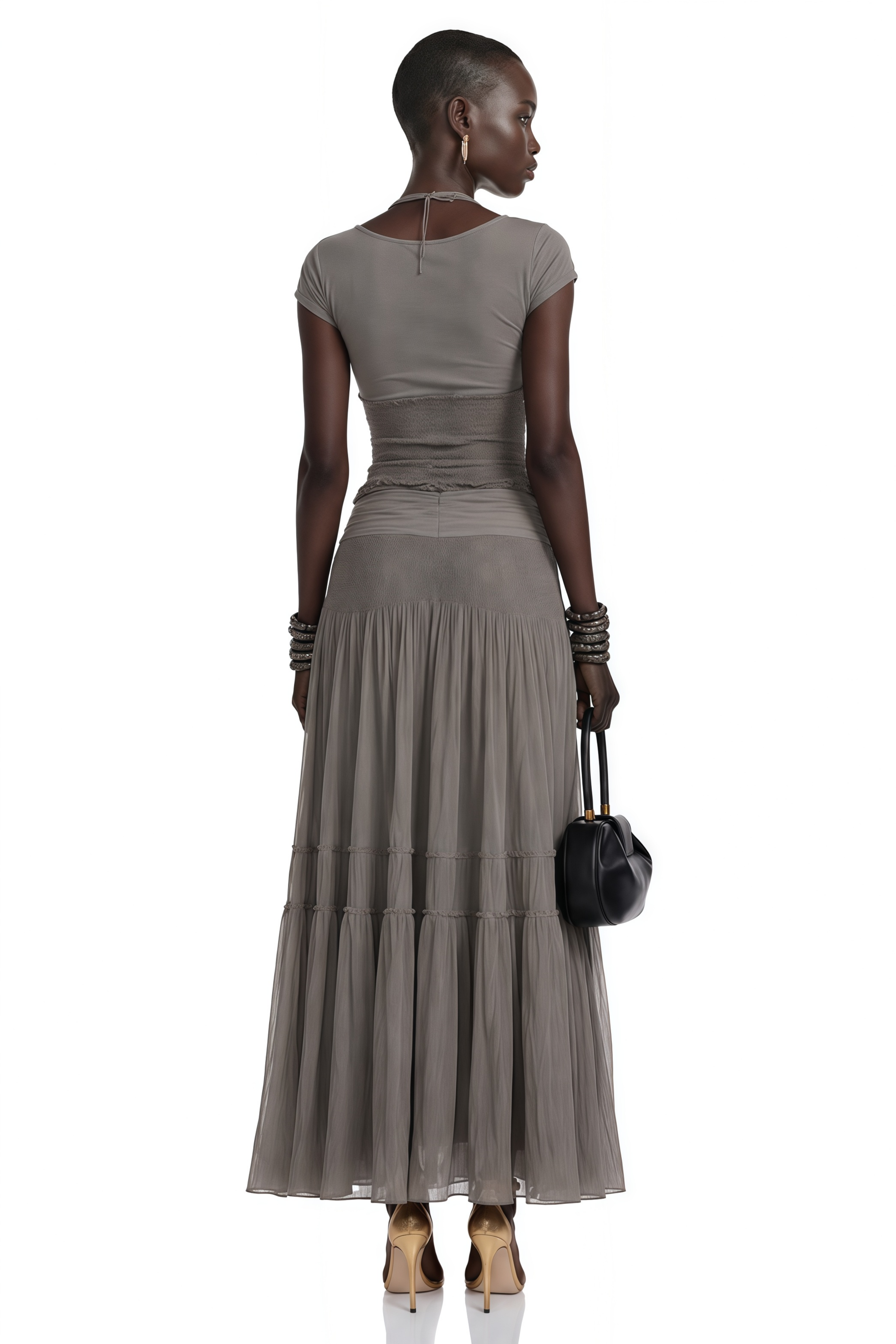 Haast Grey Knit Top & Lace Panel Skirt Set