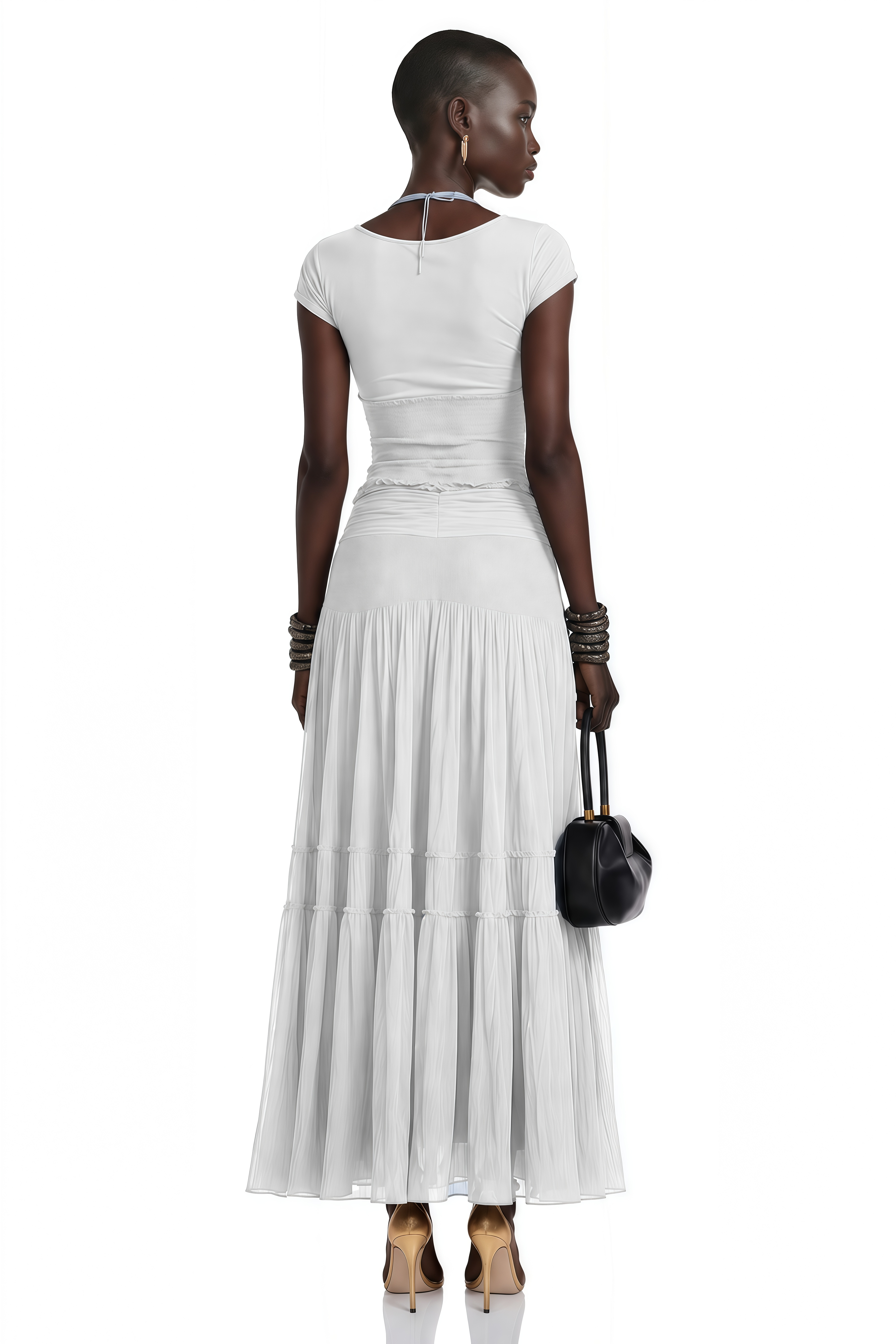Haast White Knit Top & Lace Panel Skirt Set