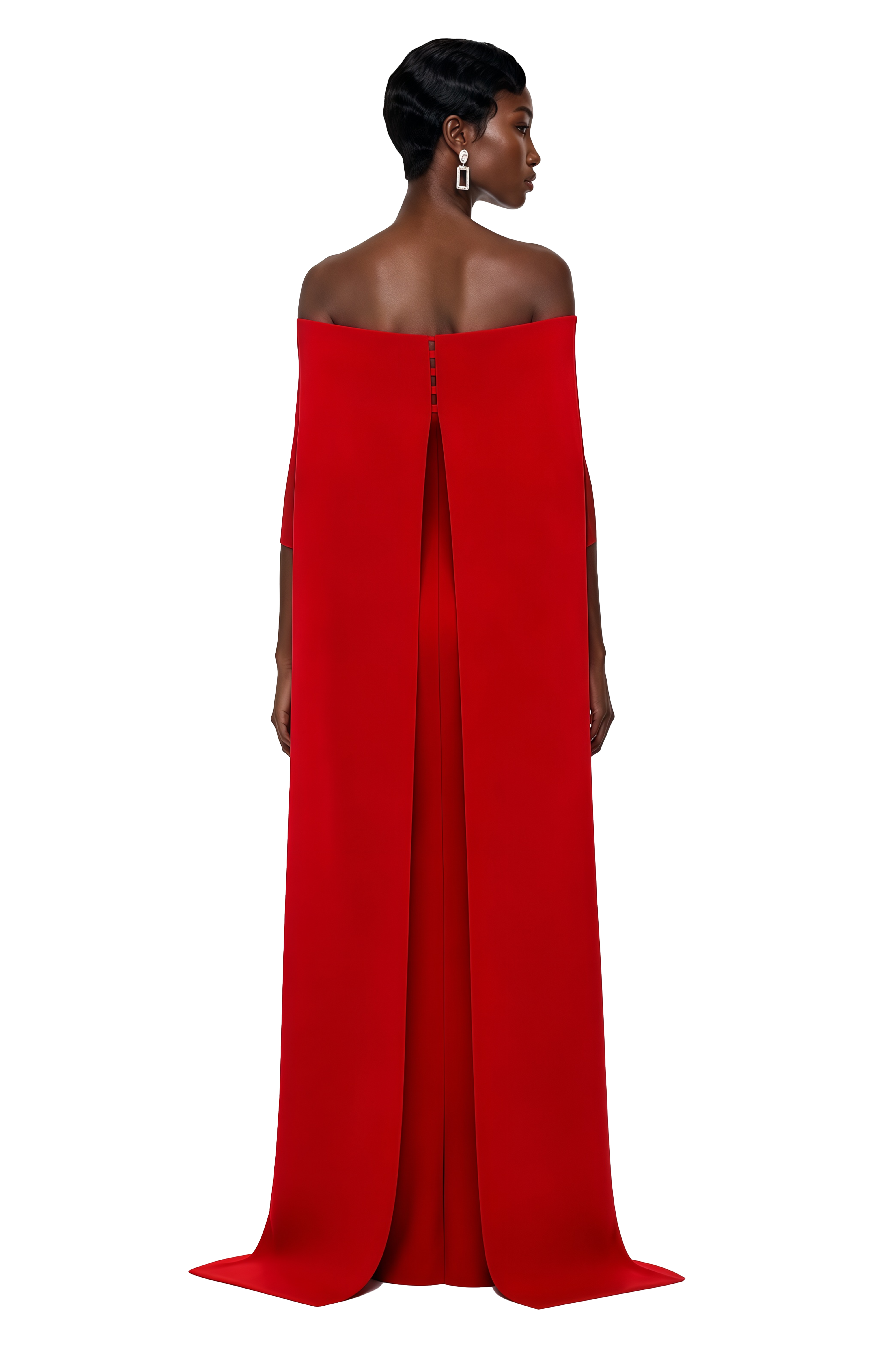 Havva Red Maxi Dress with Cape Sleeves