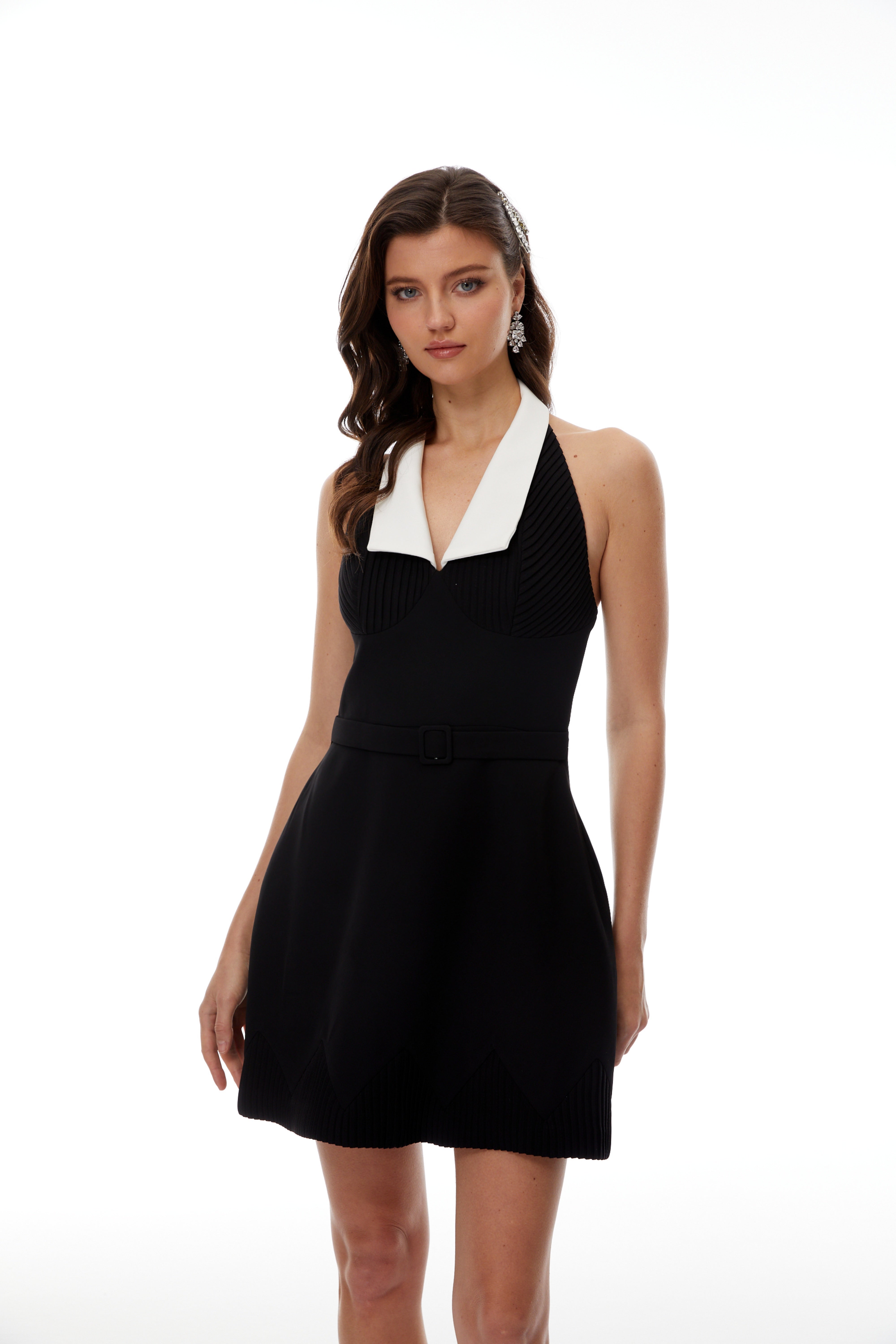 Hazel Black Color Block Mini Dress