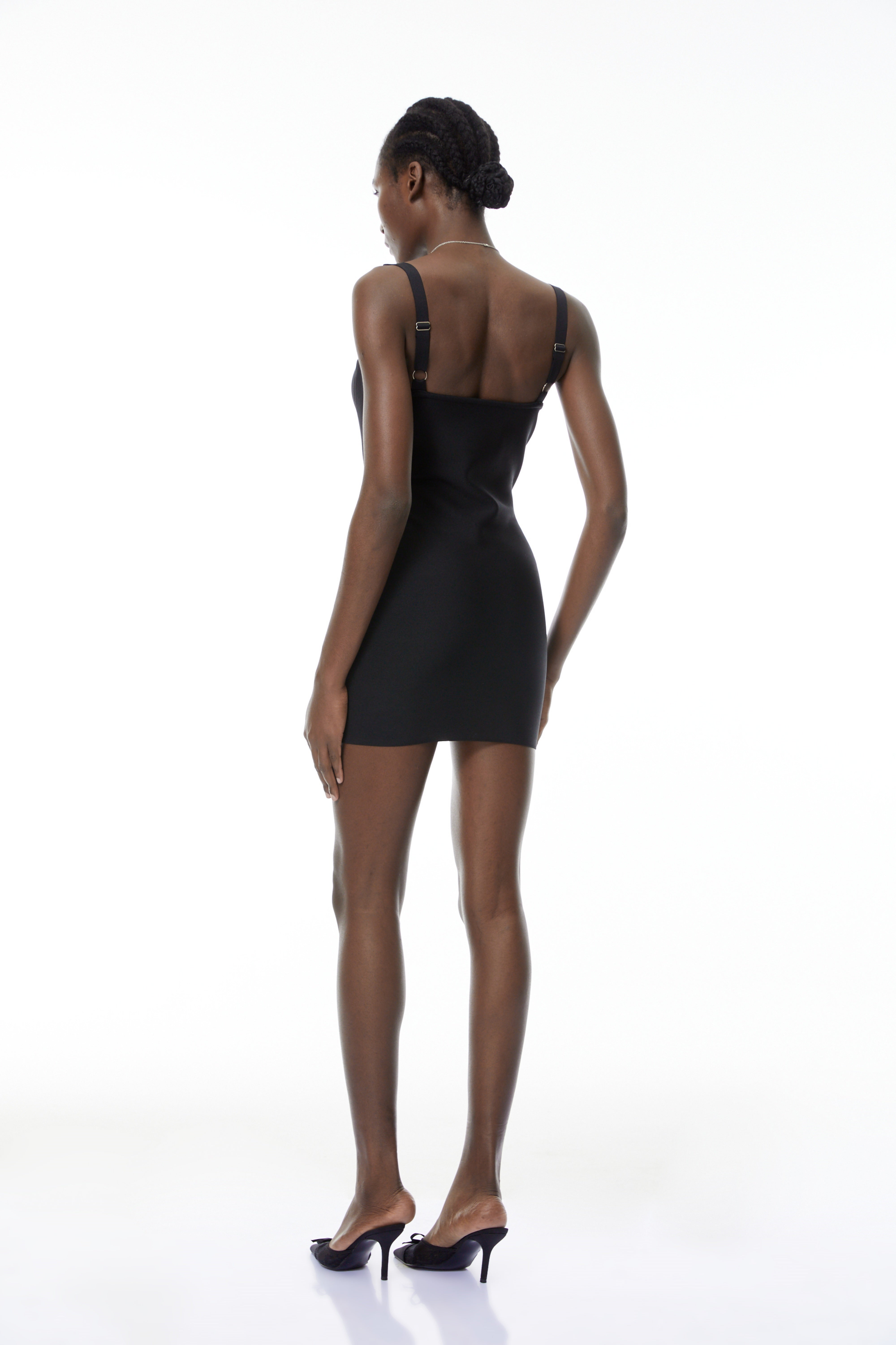 Helmi Black Deep V-Neck Mini Dress