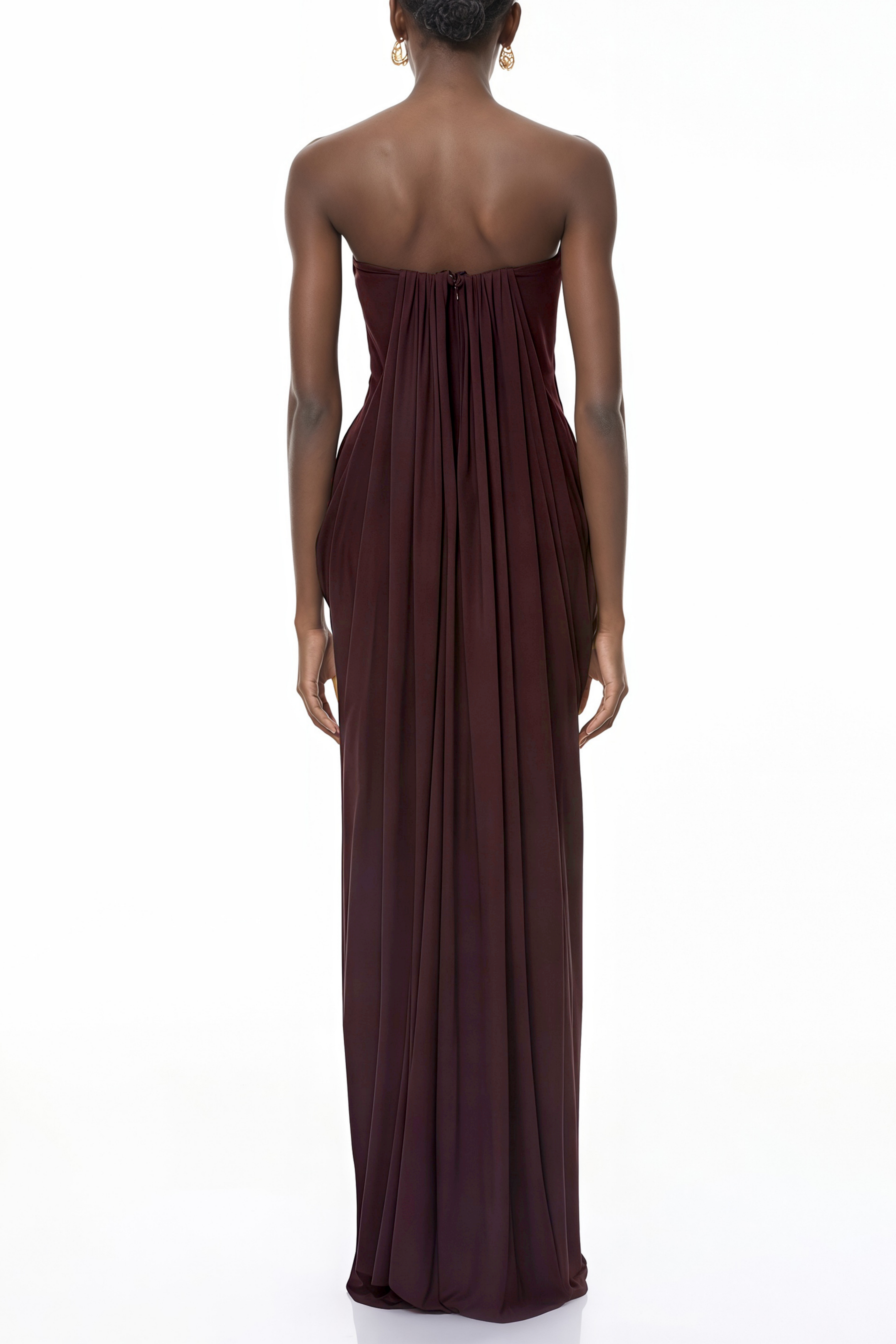 Strapless Chocolate Brown Bustier Gown