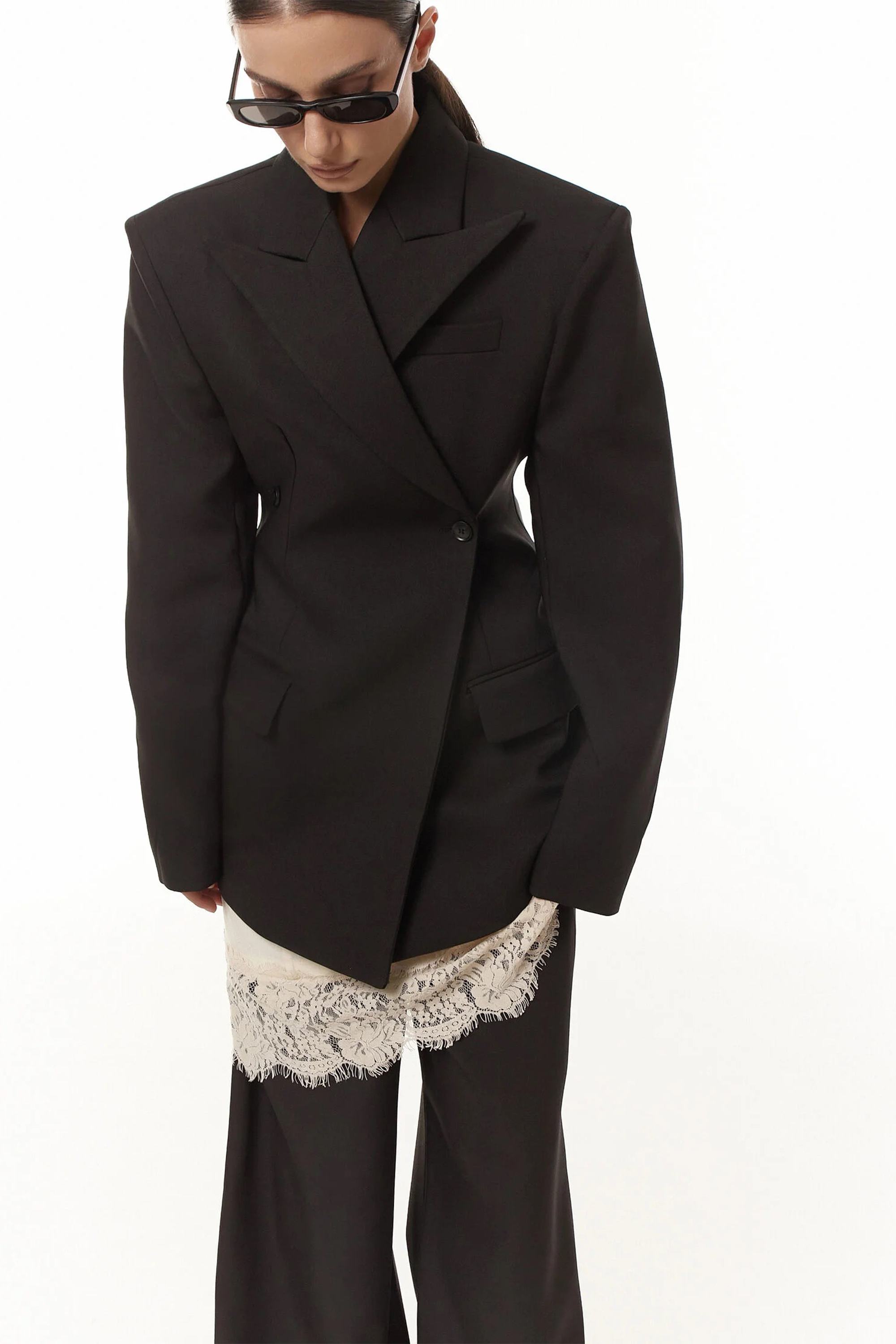 Dianthe Black Double-Breasted Oversize Blazer