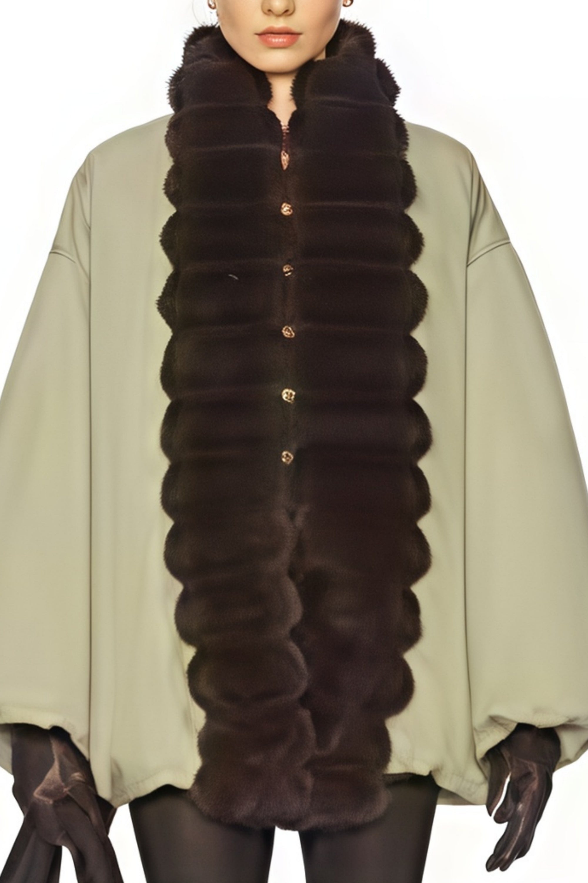 Ileana Green Fur Trim Bubble Down Jacket